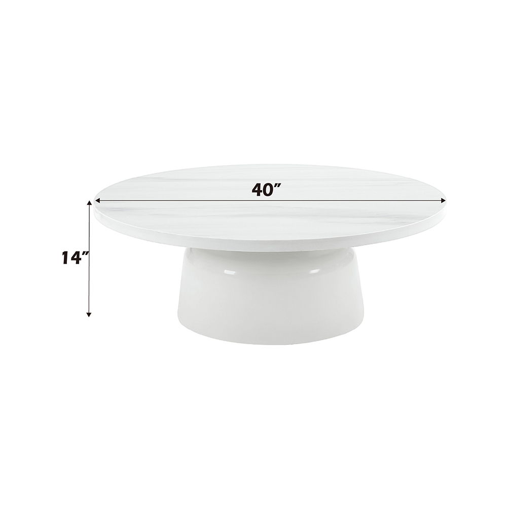 Zaid - Coffee Table - Engineering Marble & White High Gloss, white, view 3