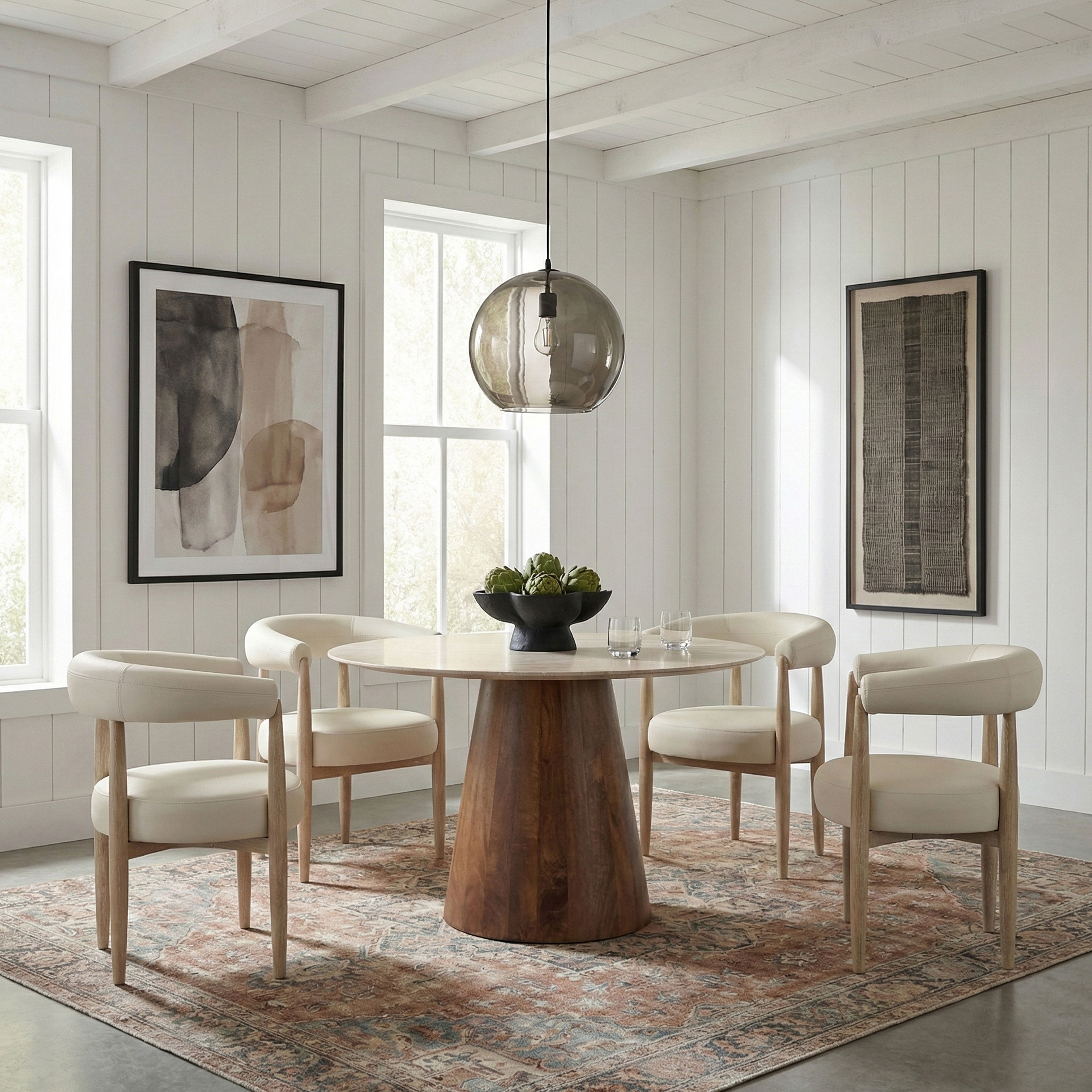 Sable - Vegan Leather Upholstered Dining Chair (Set of 2) - Cream / Painted Natural