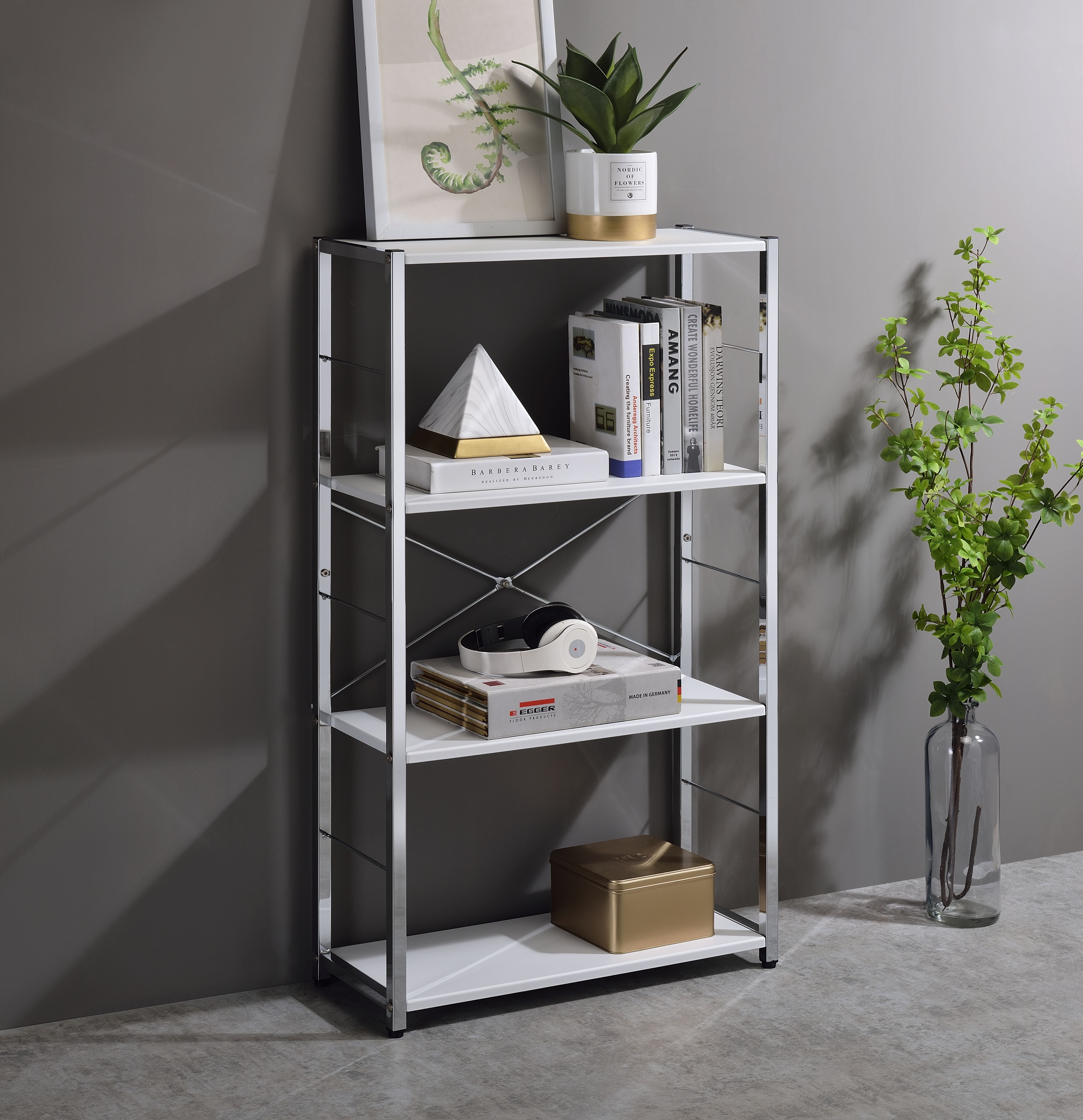 Tennos - Bookshelf - White & Chrome, white, view 5