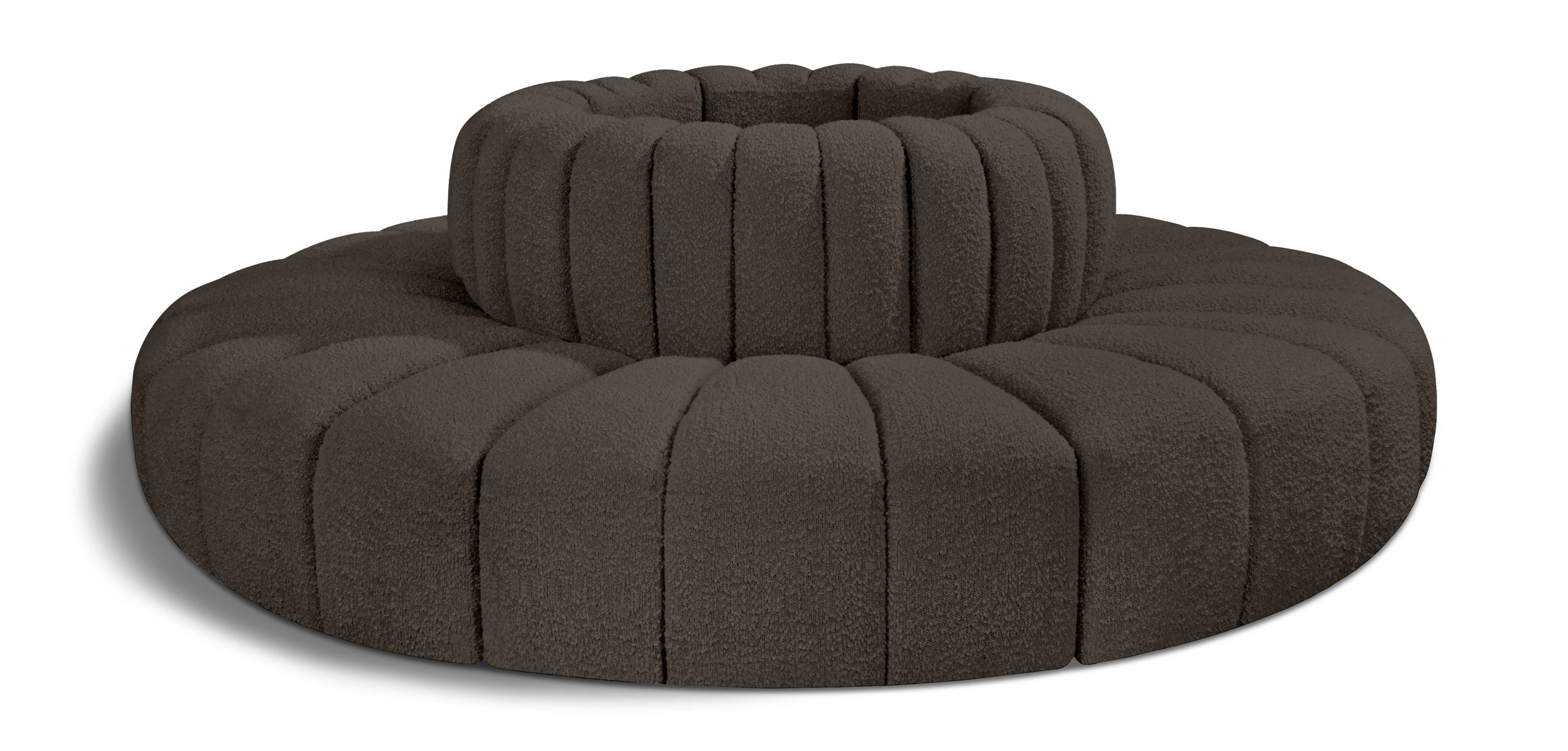 Arc - Boucle Fabric 8 Piece Round Modular Sofa - Brown