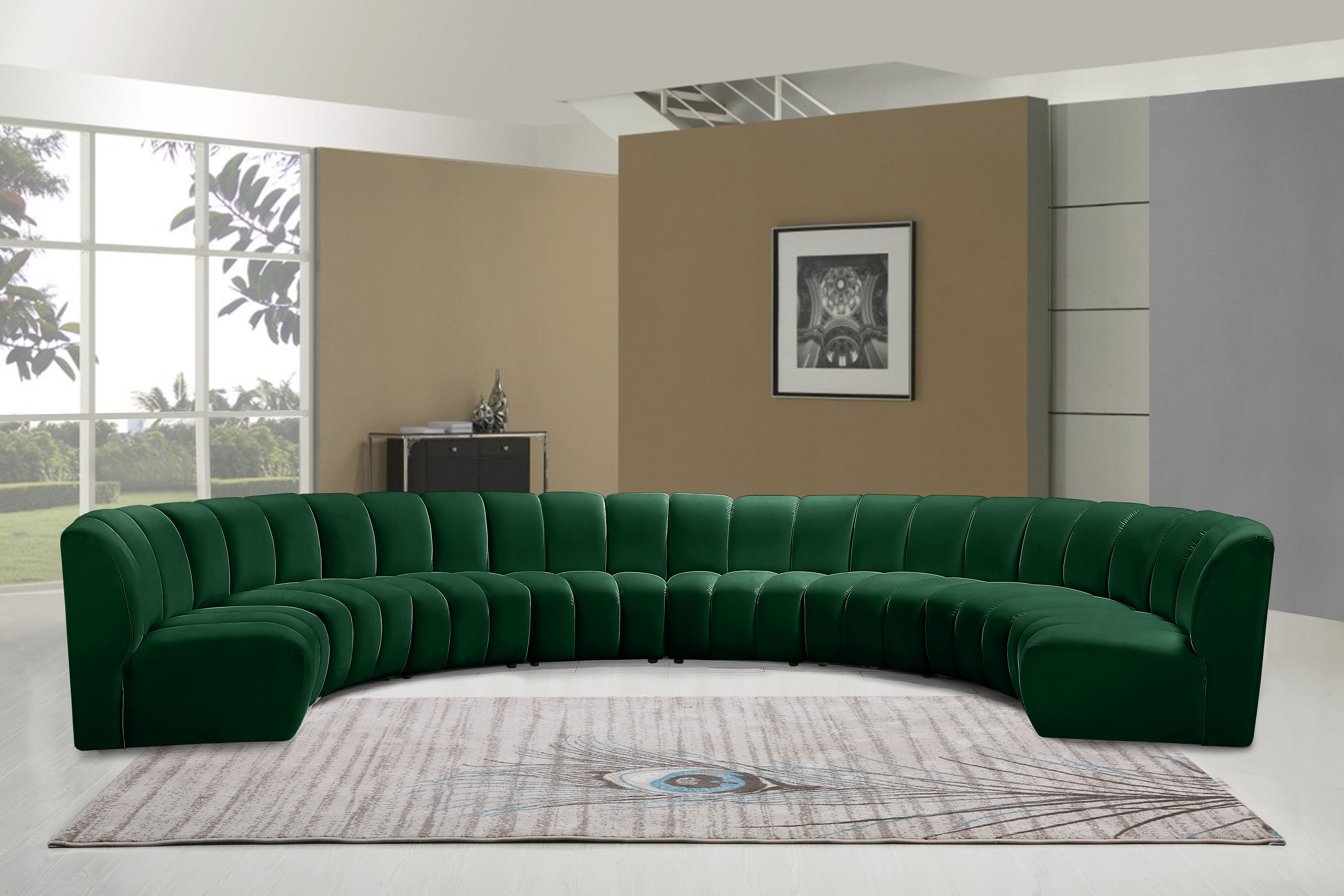 Infinity - 8 Piece Fabric Modular Sectional - Green