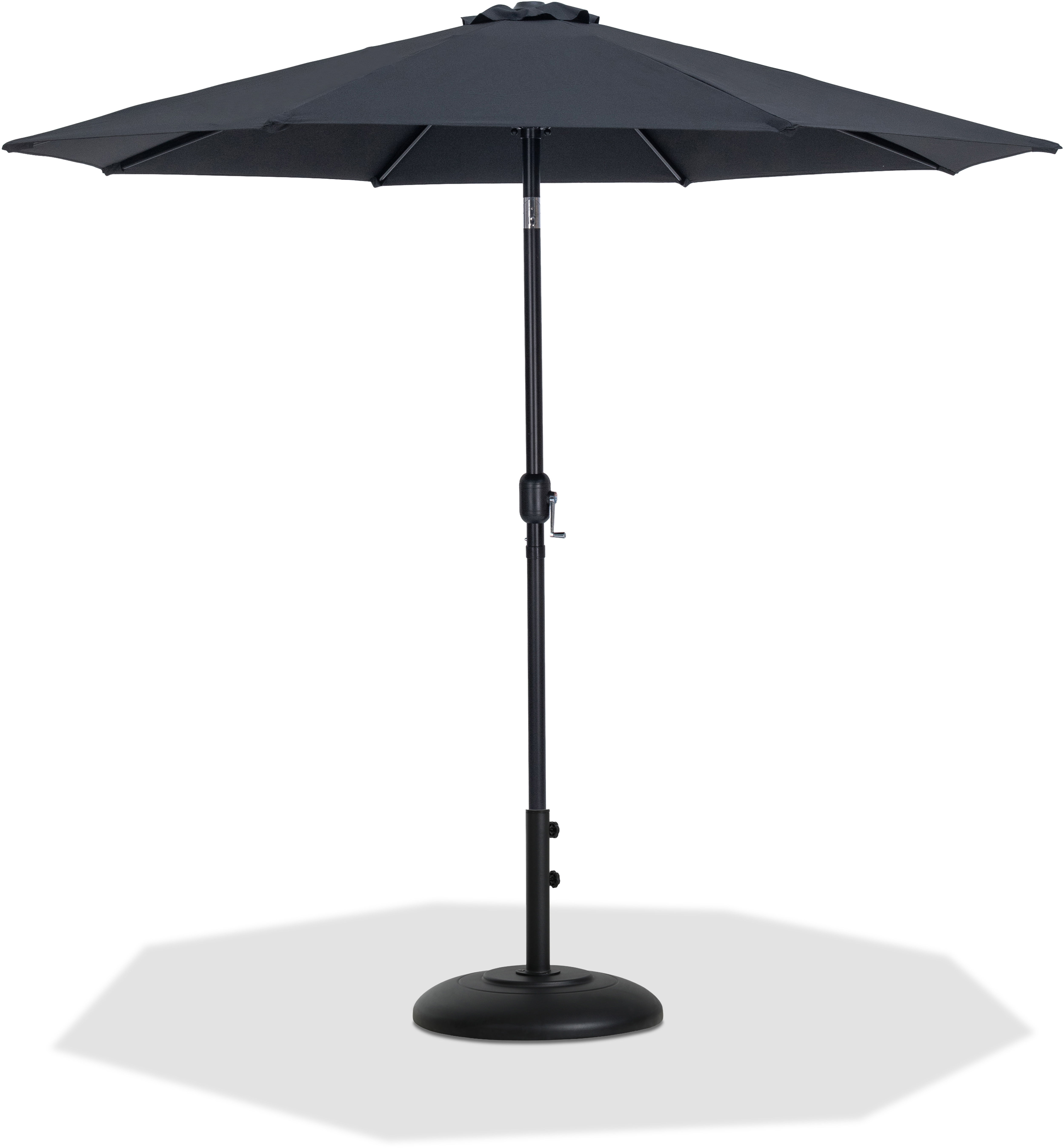 Fiji - Aluminum Patio Umbrella With Round Black Base - Black