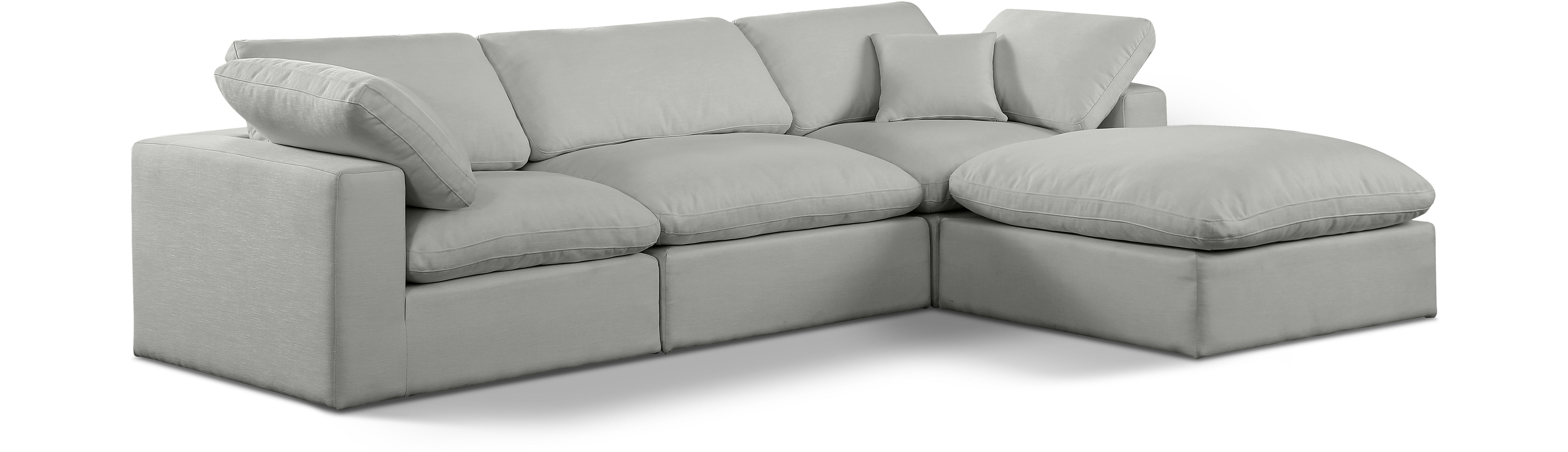 Comfy - 4 Piece Linen Fabric Modular Sectional With Chaise - Gray