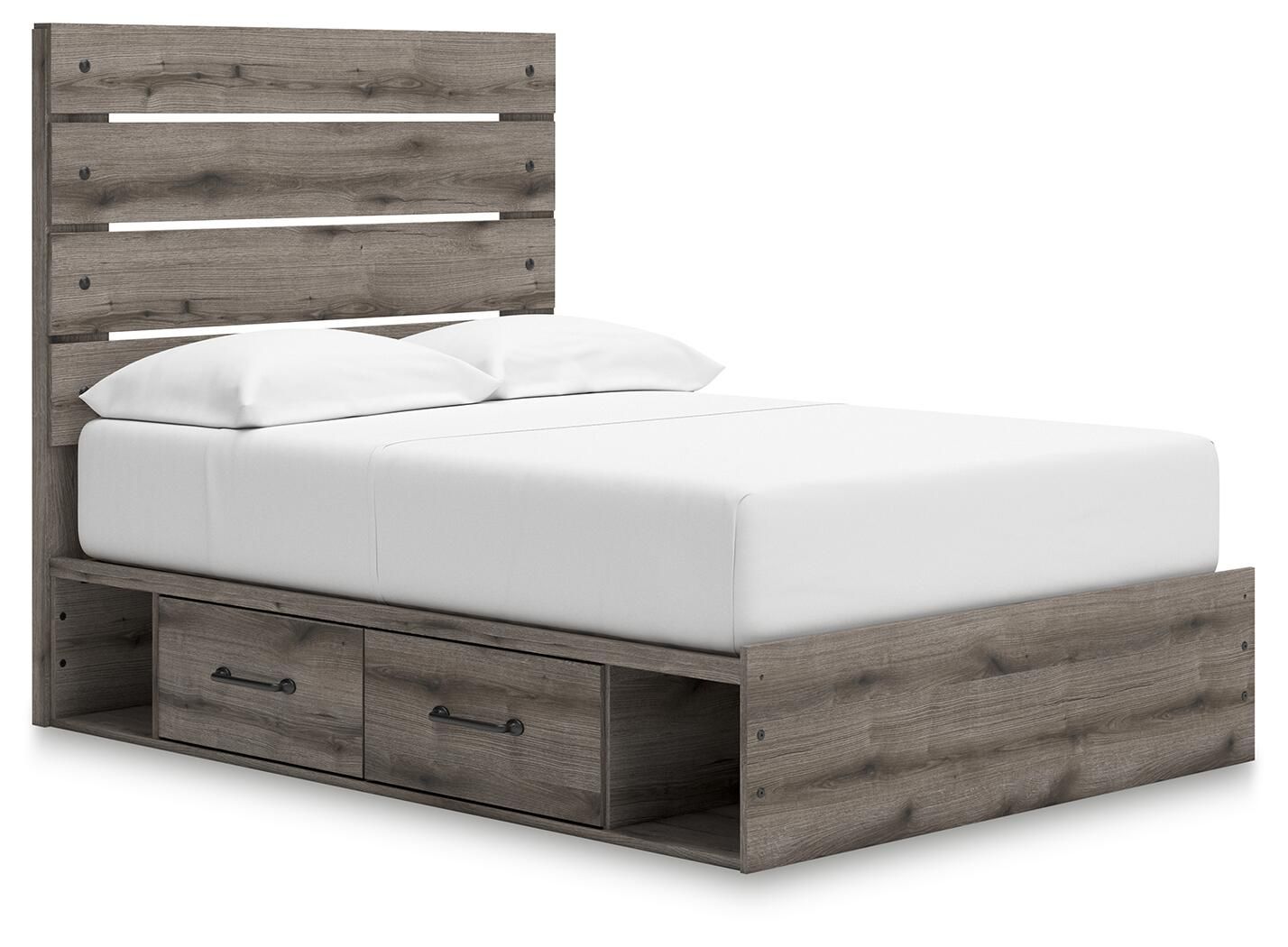 Graystorm – Full Panel Bed With Storage – Brown Gray