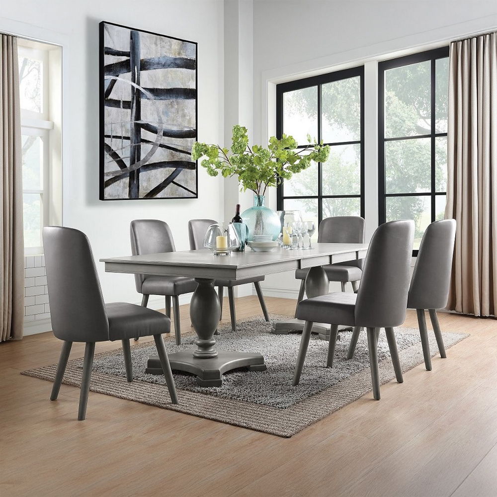 Waylon - Side Chair (Set of 2) - Gray Synthetic Leather & Gray Oak, dark gray, view 6