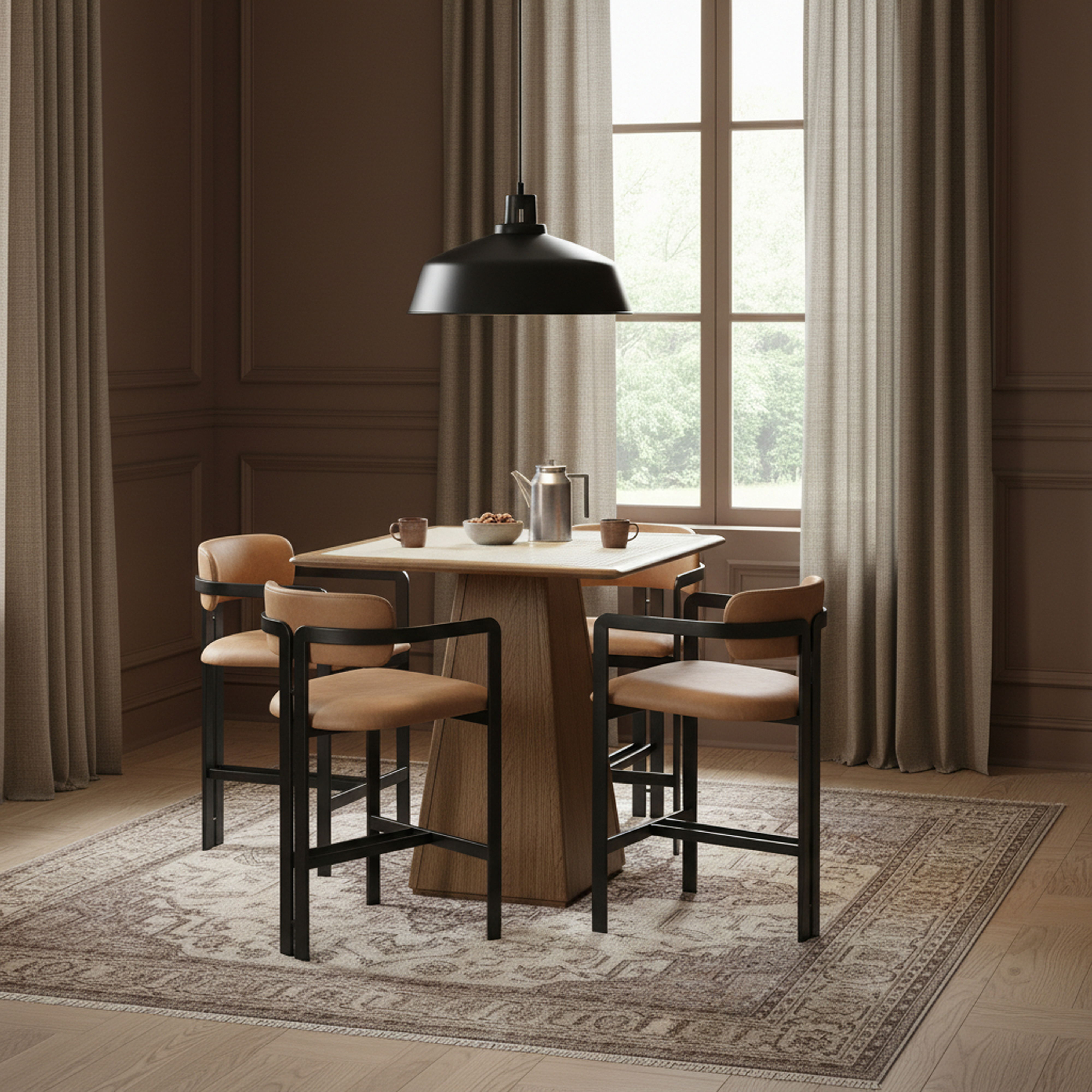 Aurum - Vegan Leather Upholstered Counter Stool - Cognac