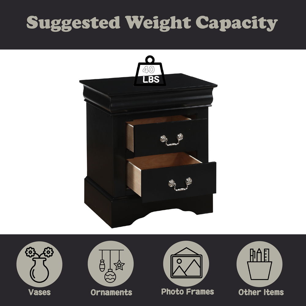 Louis Philippe III - Nightstand - Black, black, view 8