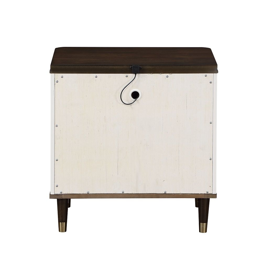Carena - Nightstand With USB - White & Brown, white, view 4
