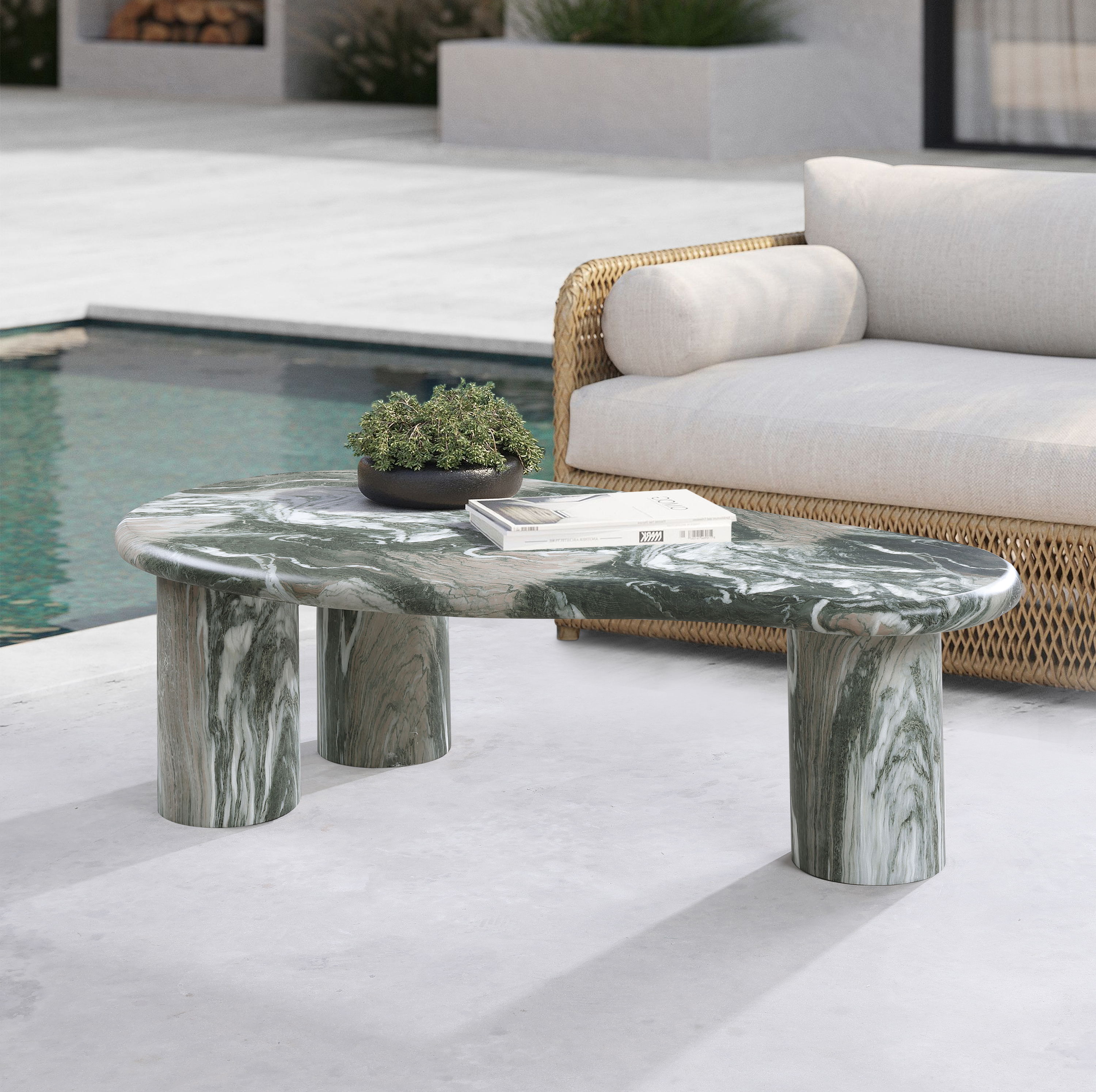 Sassari - Marble Finish Concrete Coffee Table - Green
