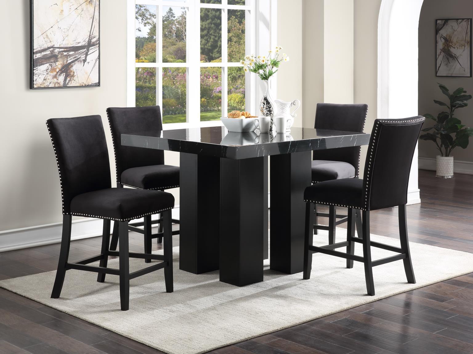 D132 - 5 Piece Dining Room Set (Counter Table, 4 Chairs) - Black
