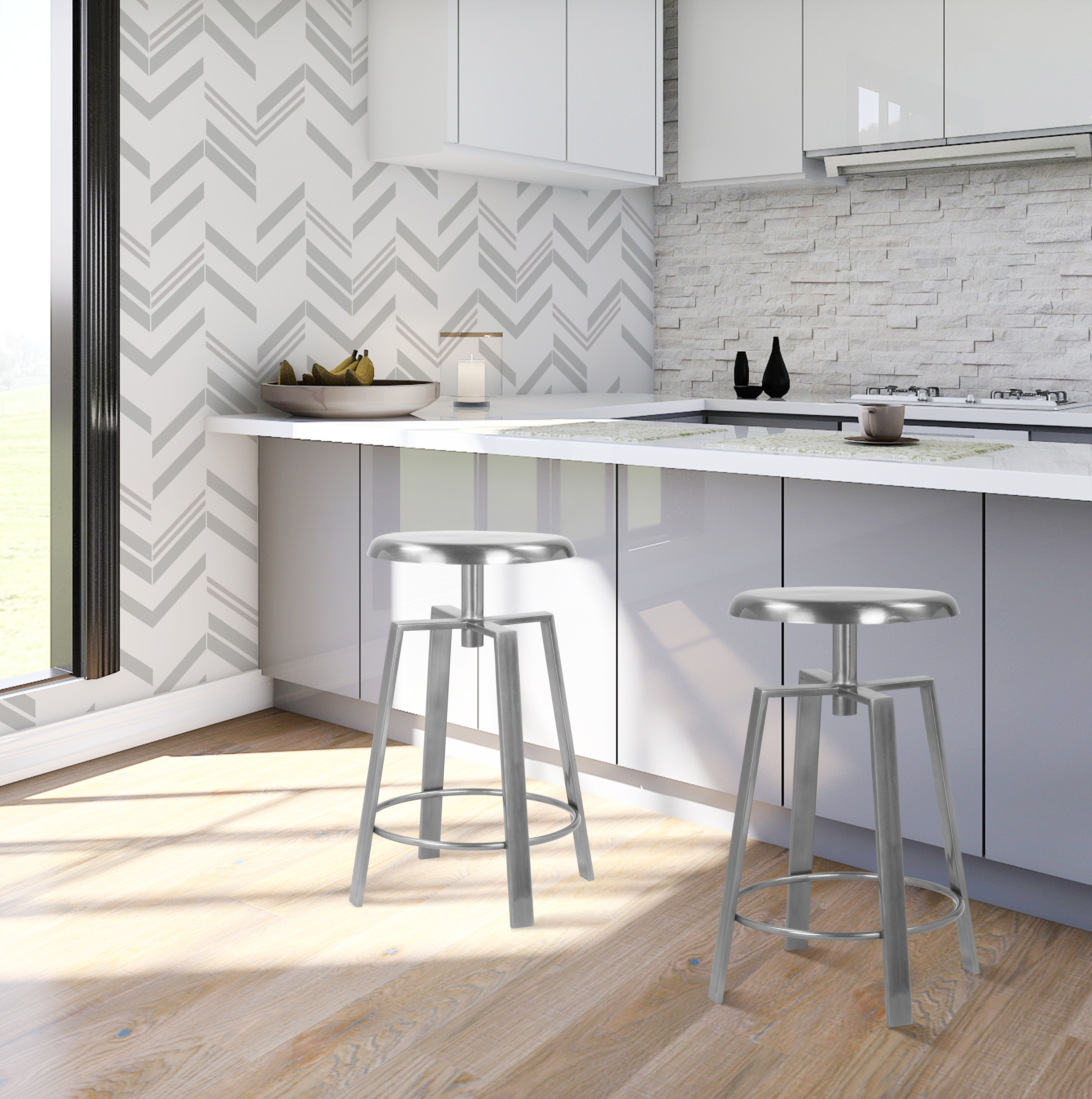 Lang - Counter Bar Stool - Silver