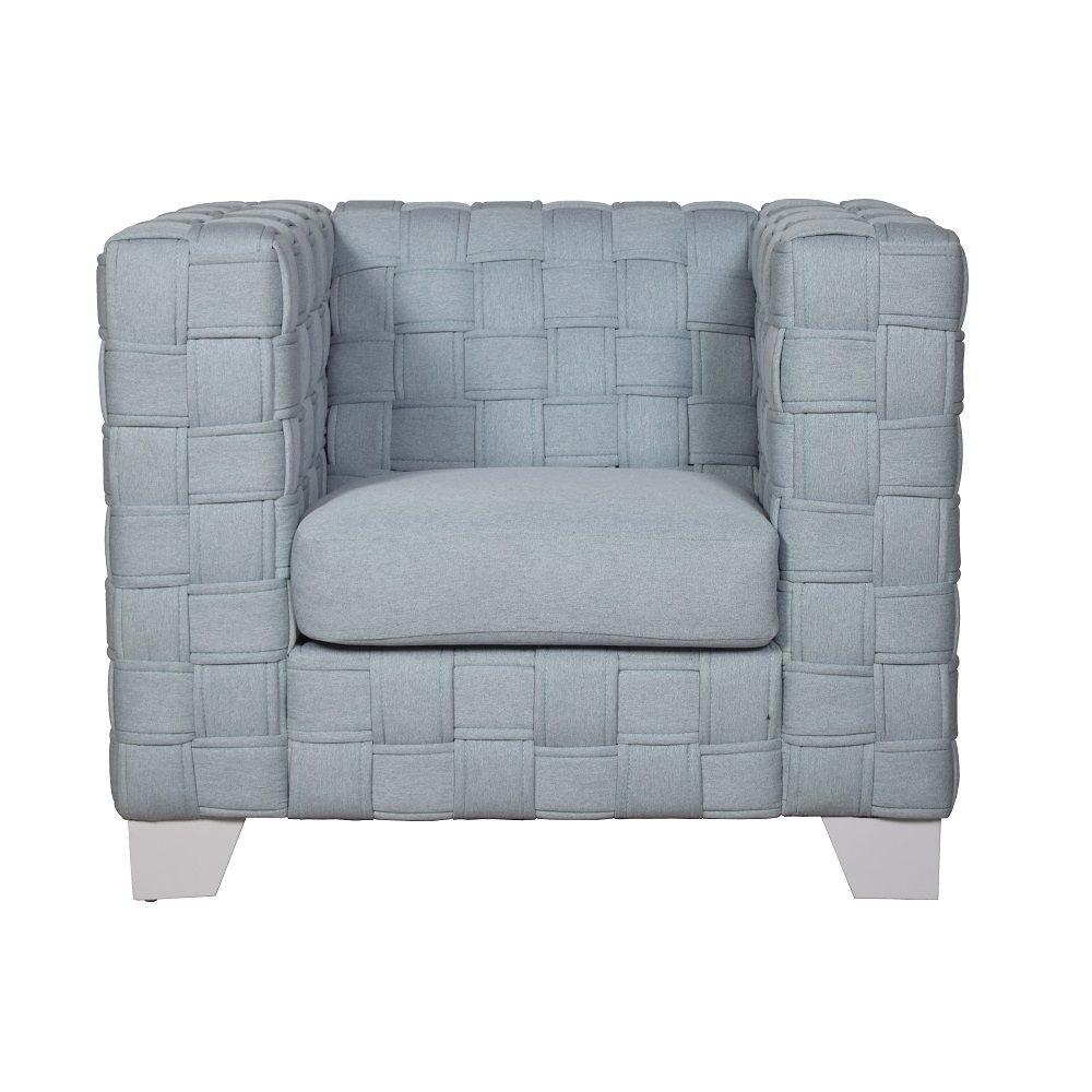 Saree - Chair - Light Teal Chenille & White, light blue, view 2