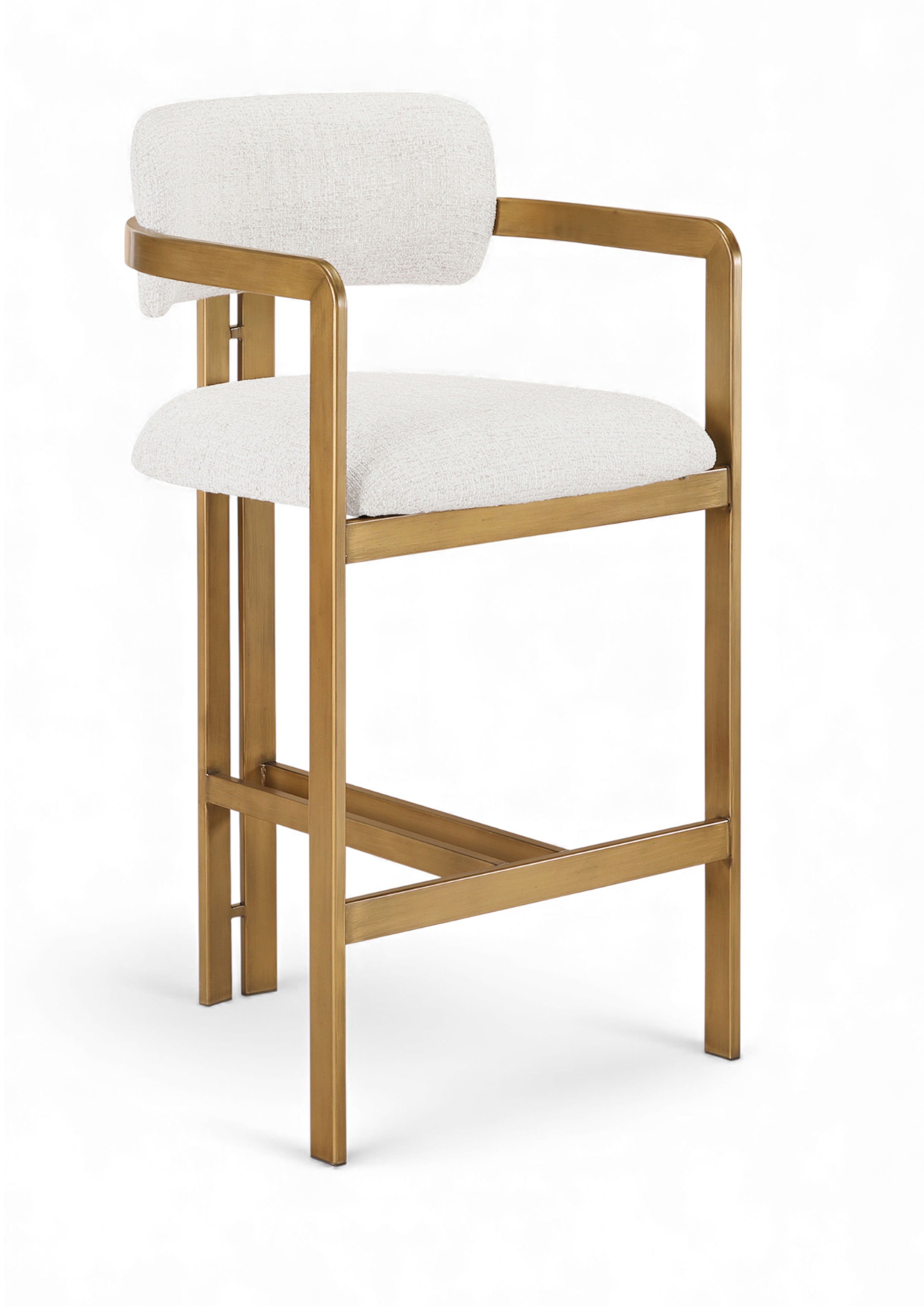 Aurum - Linen Textured Fabric Upholstered Counter Stool - Cream