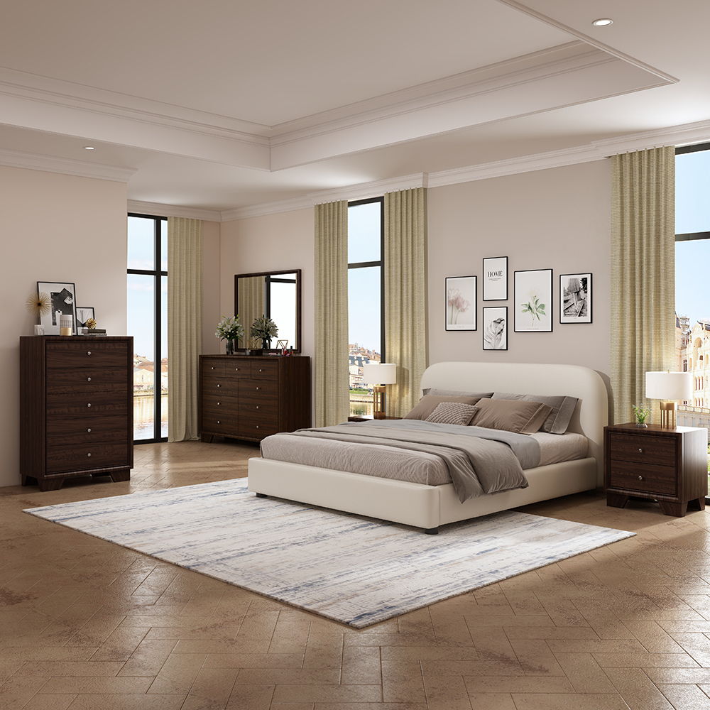 Arden - Queen Bed - Beige Fabric, beige, view 4