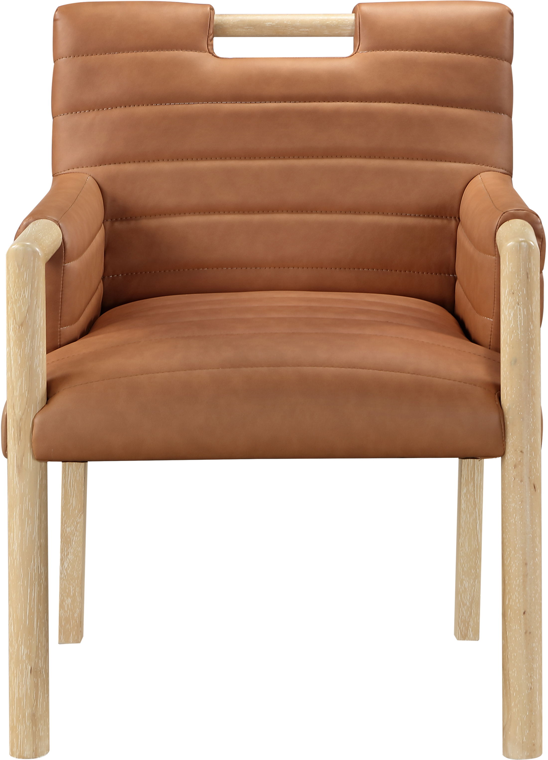 Aimee - Faux Leather Dining Arm Chair - Cognac