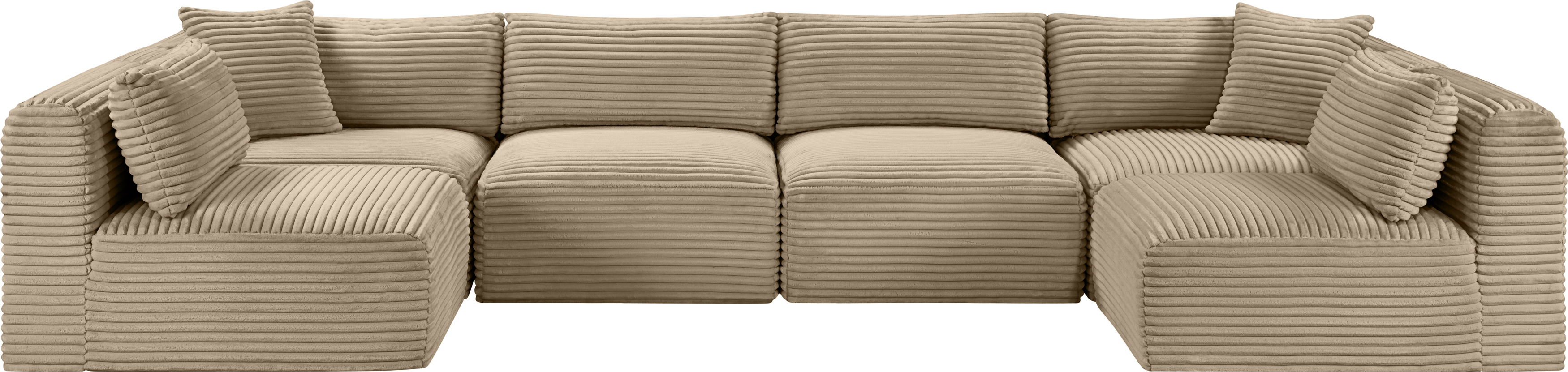 Shaggy - 6 Piece Modular U-Shaped Armless Sectional - Taupe