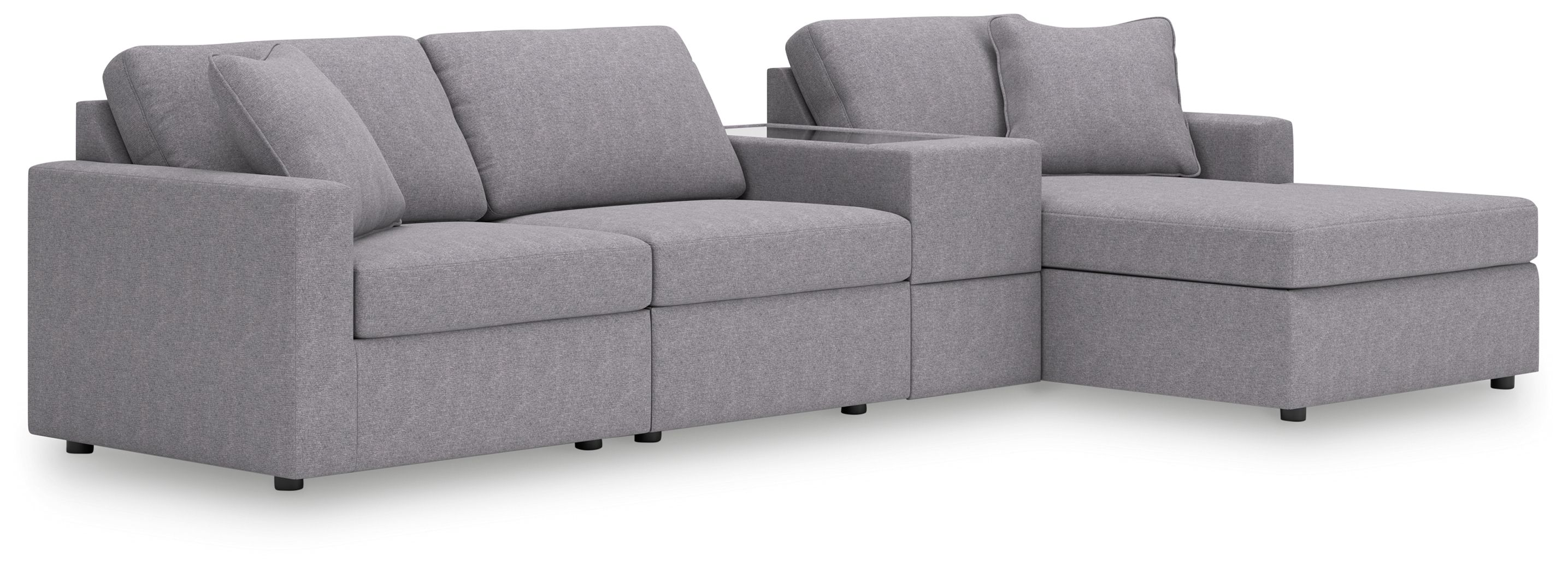4 Pc · Sectional With Raf Corner Chaise And Storage Console