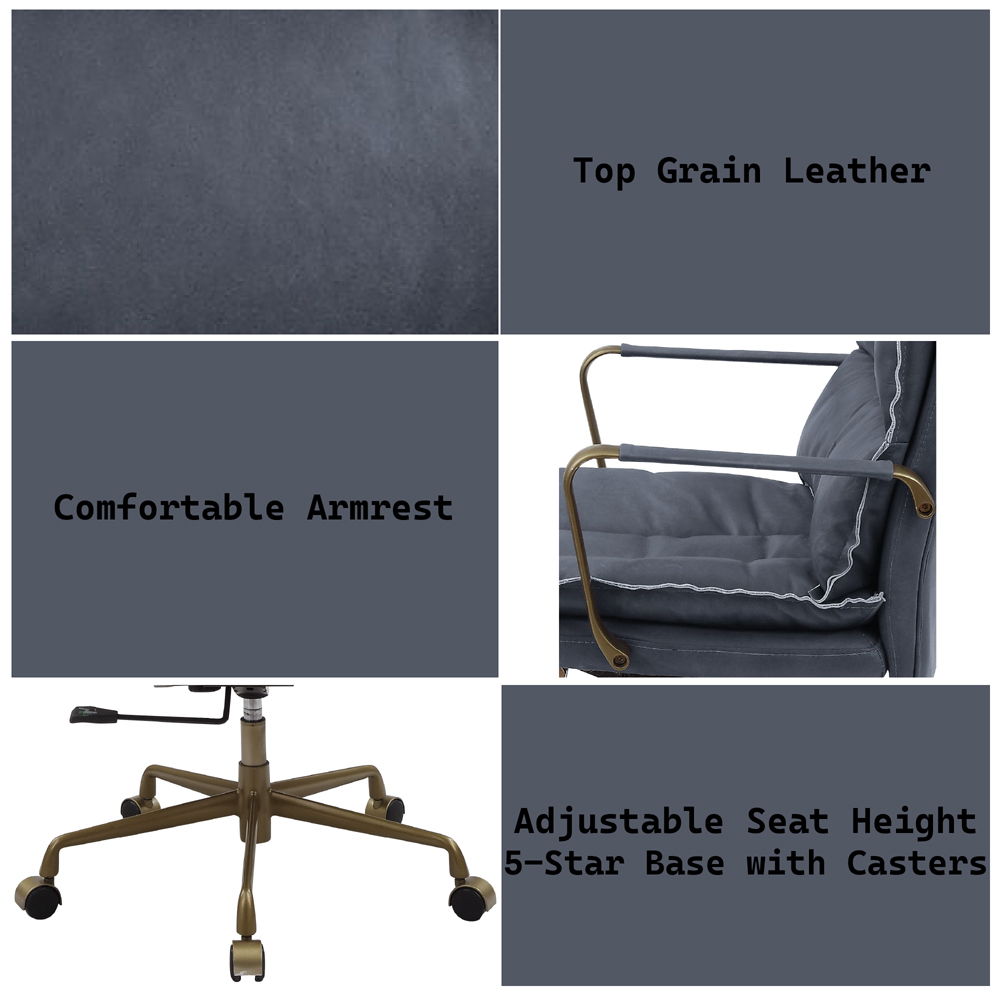 Tinzud - Office Chair - Gray Leather, dark gray, view 7