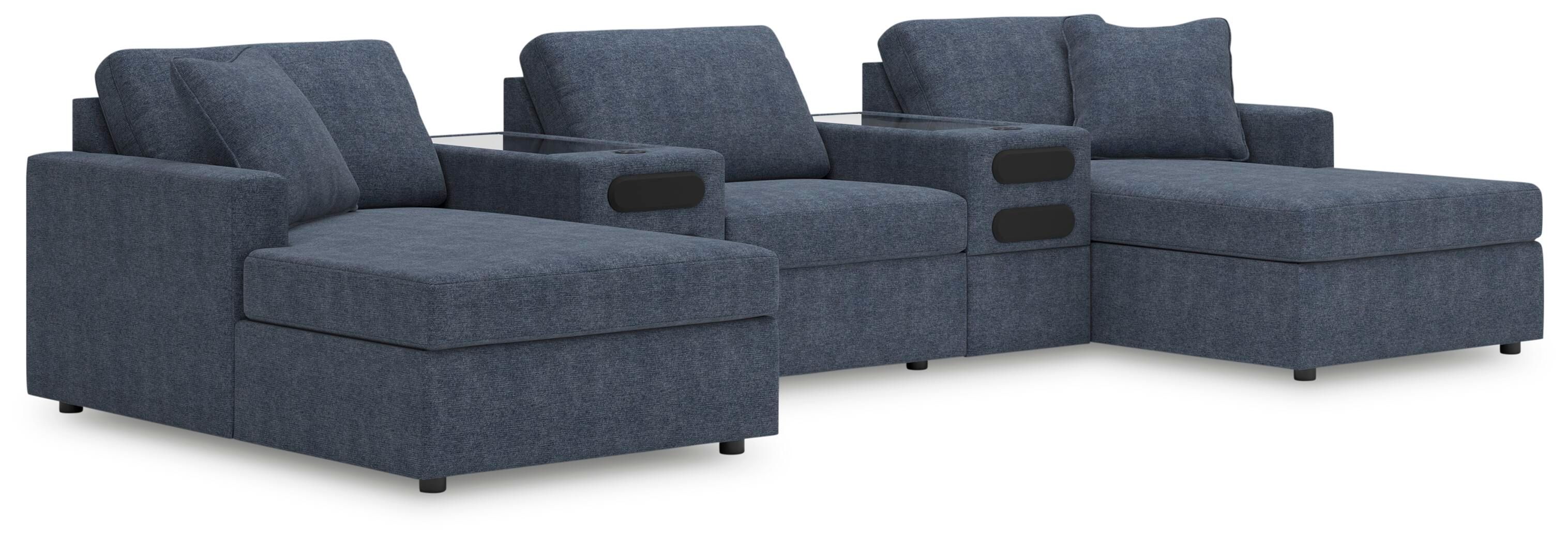 Modmax – 5-Piece Double Chaise Sectional With Audio System Consoles – Ink