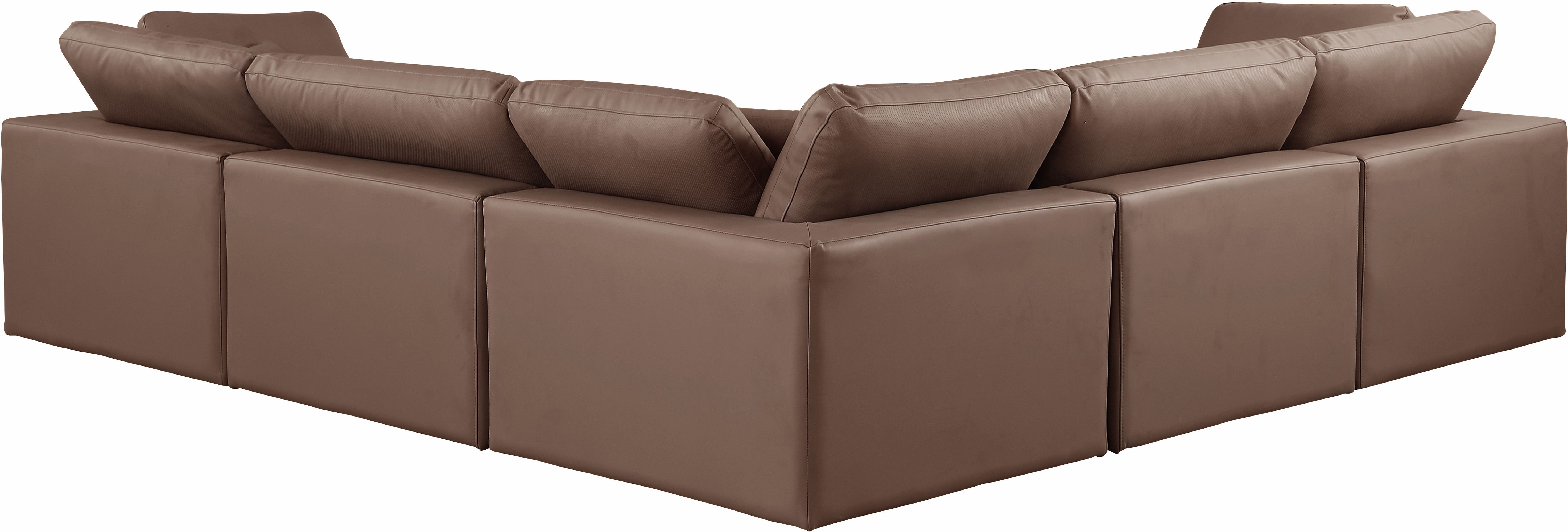Comfy - 5 Piece Faux Leather Modular Corner Sectional - Brown