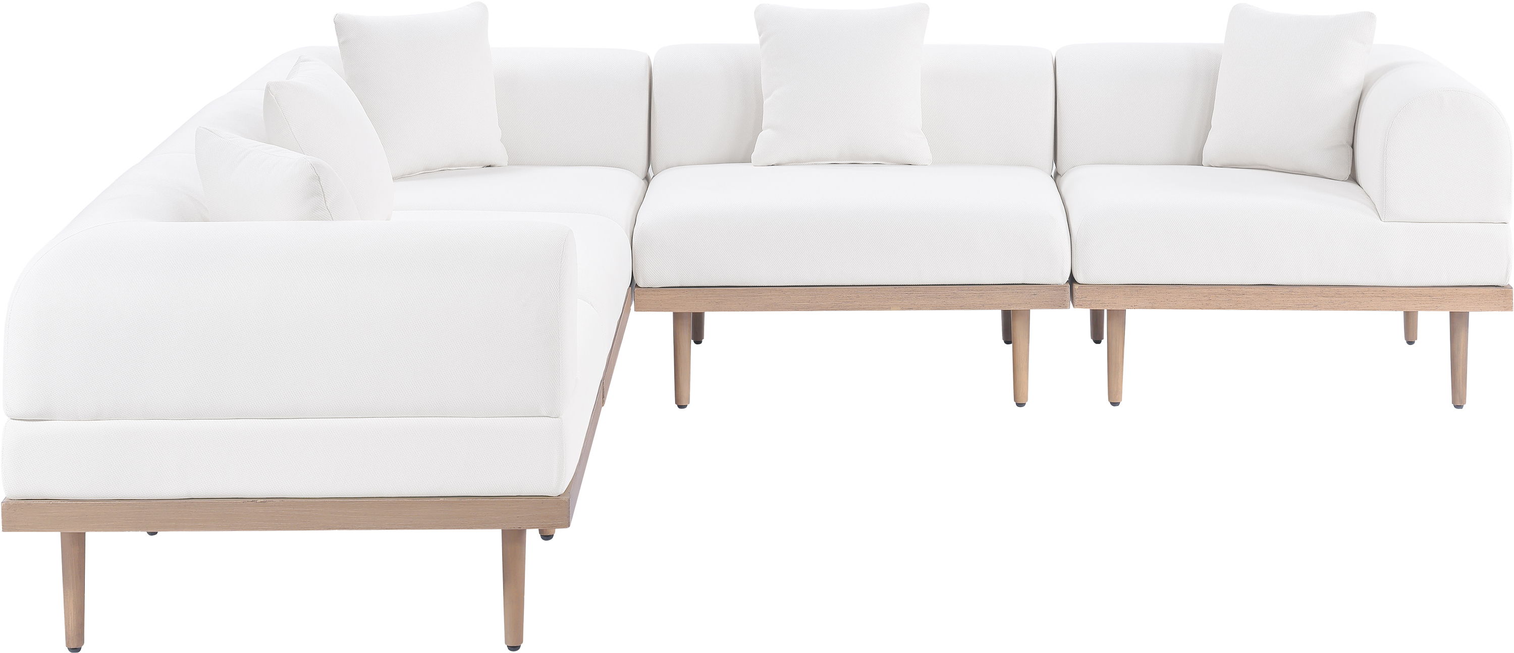 Laguna - 5 Piece 106.5" Upholstered Outdoor Patio Modular Sectional - Cream