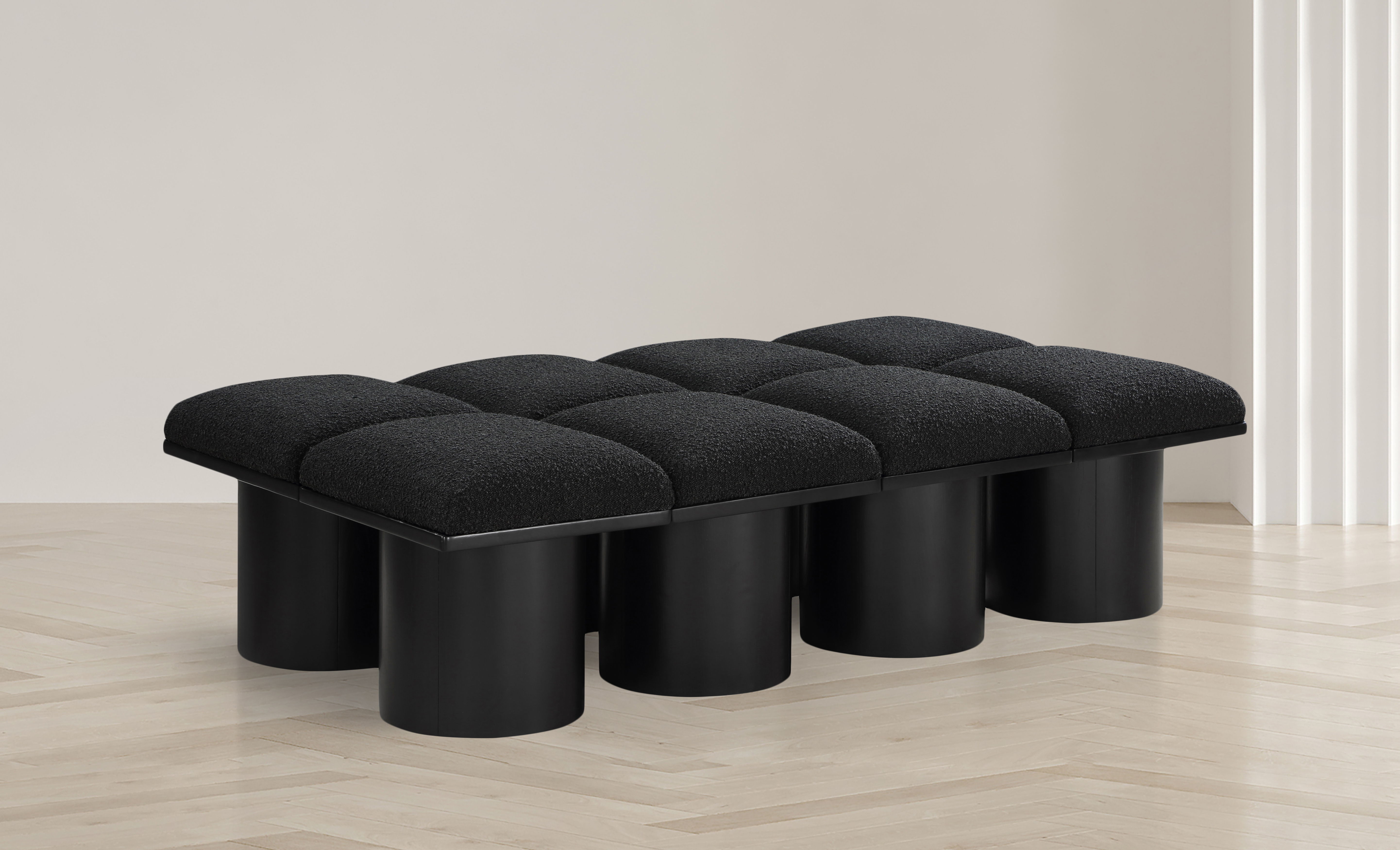 Pavilion - 62" 8 Piece Modular Bench With Black Base - Black
