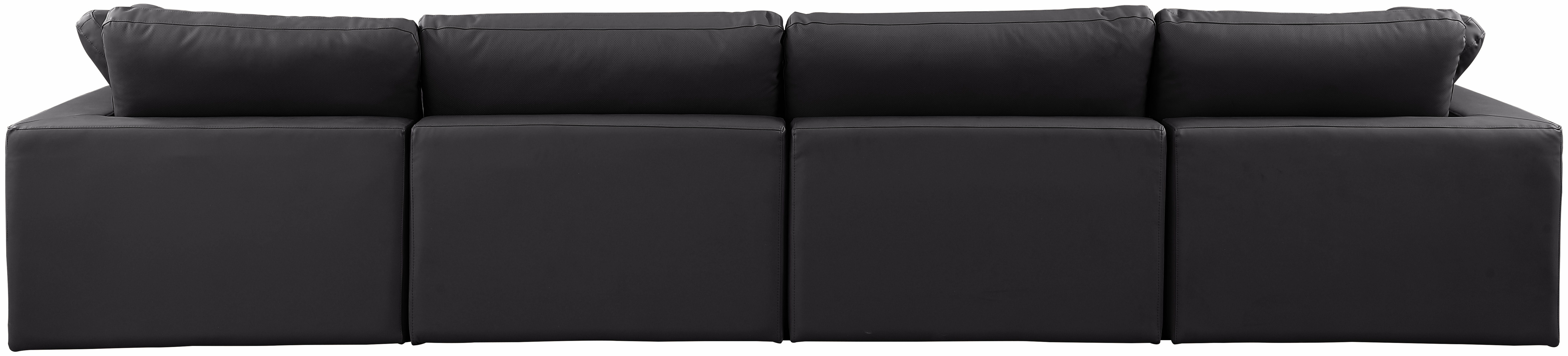 Comfy - Faux Leather Modular Sofa 4 Pieces - Black