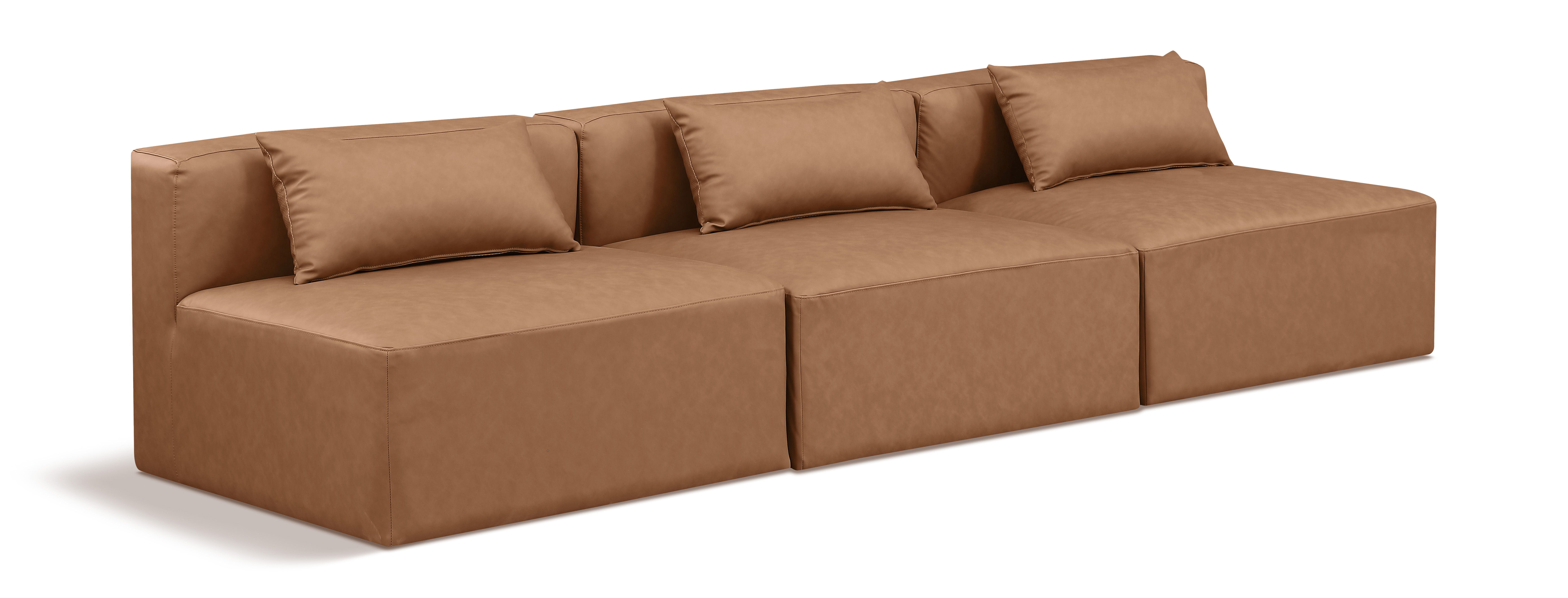 Cube - Modular 3 Seat Armless Sofa - Brown