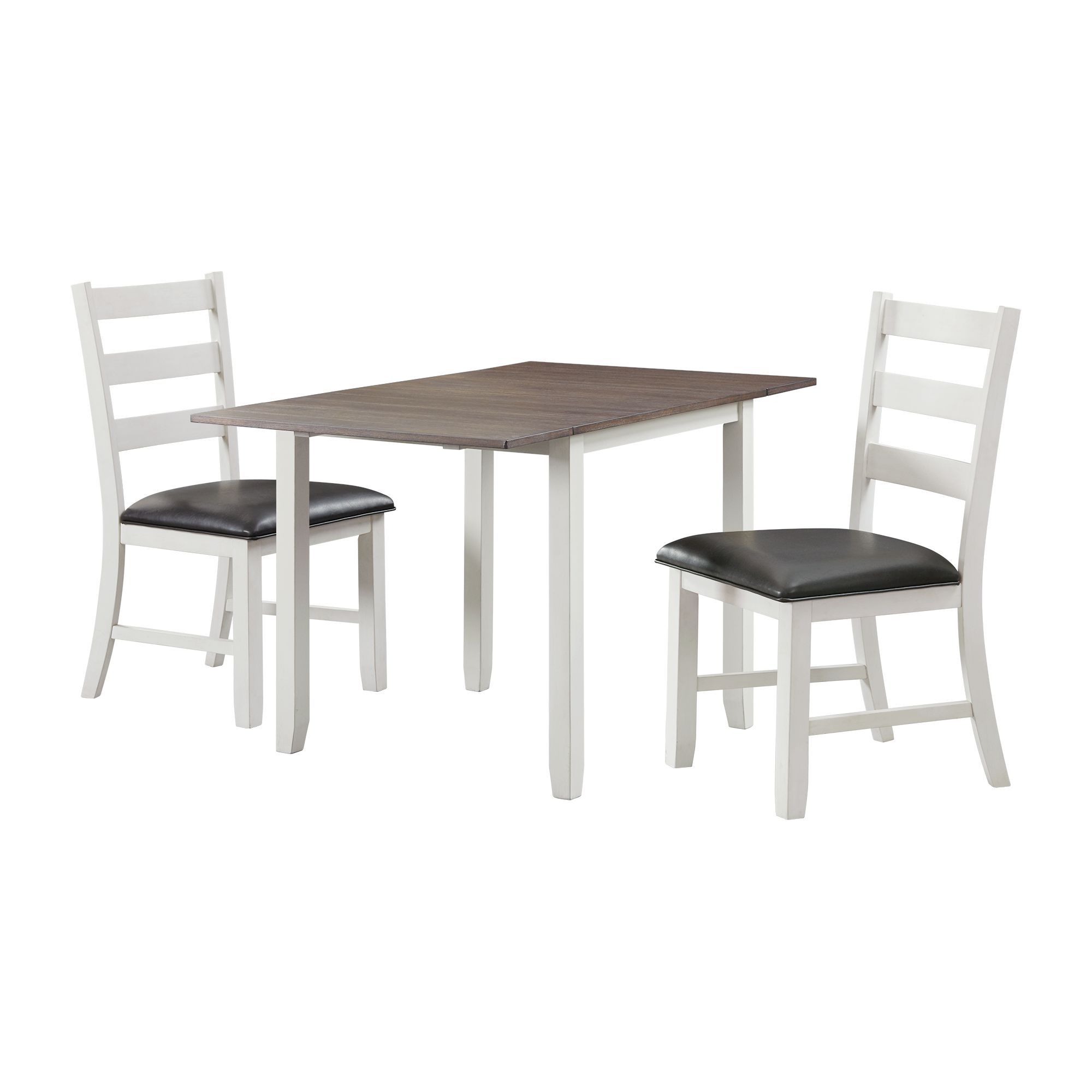 Martin - 3 Piece Drop Leaf Dining Set Table & Two Chairs - Brown
