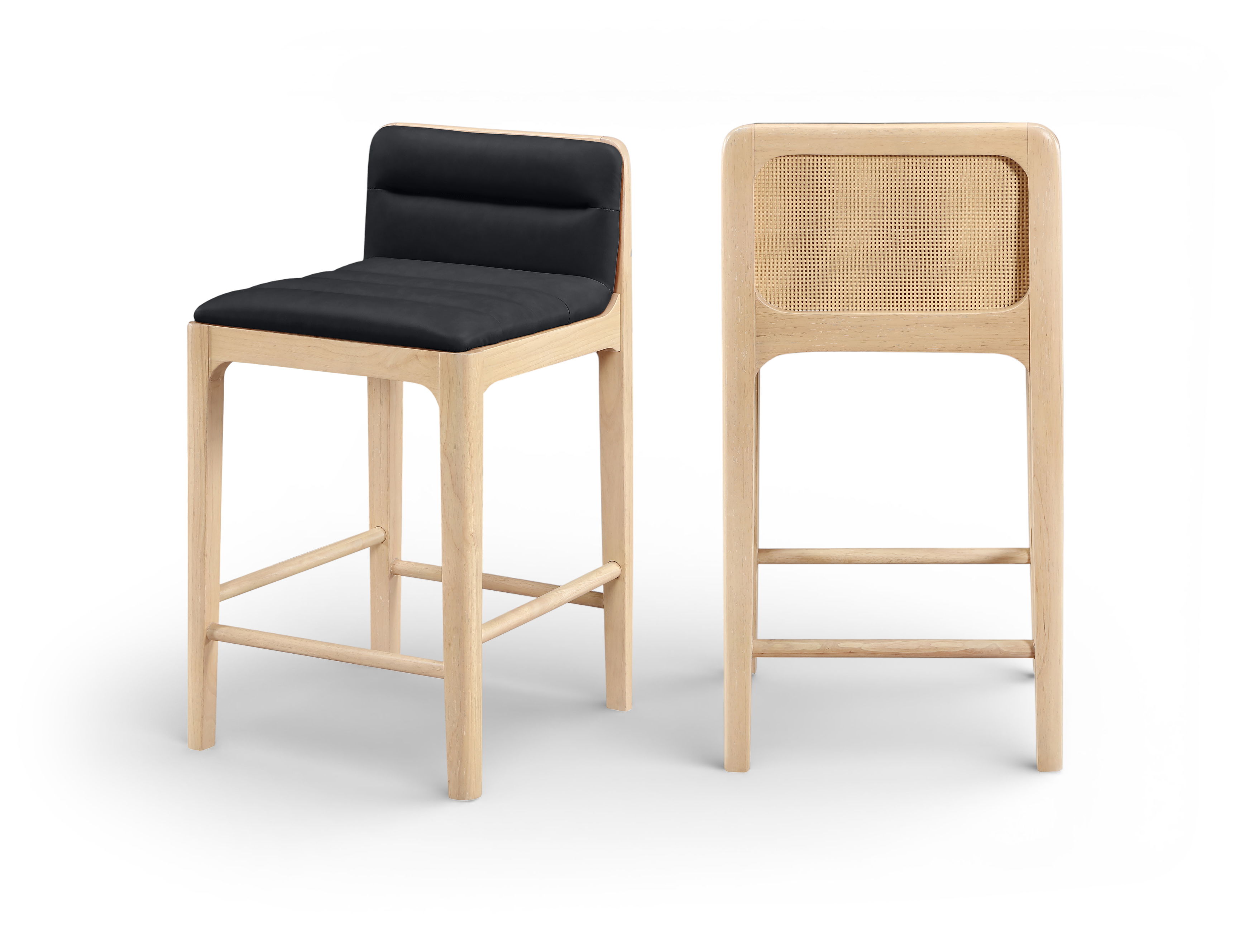 Ellis - Vegan Leather Upholstered Counter Stool (Set of 2) - Black