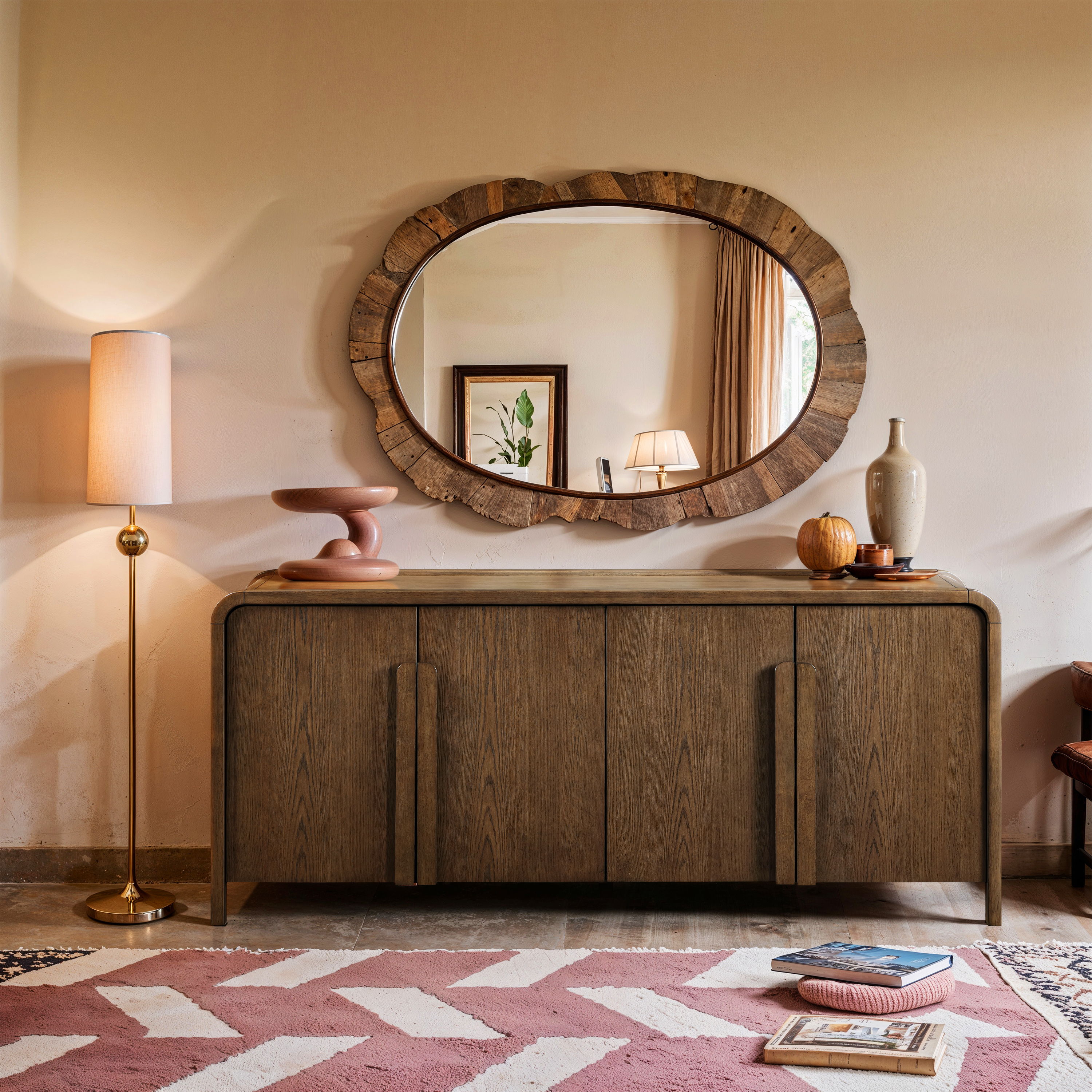 Harmony - Oak Veneer And Solid Wood Sideboard/Buffet - Brown