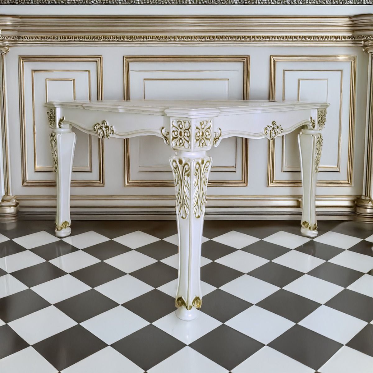 Vendome - Counter Height Table - Antique Pearl, white