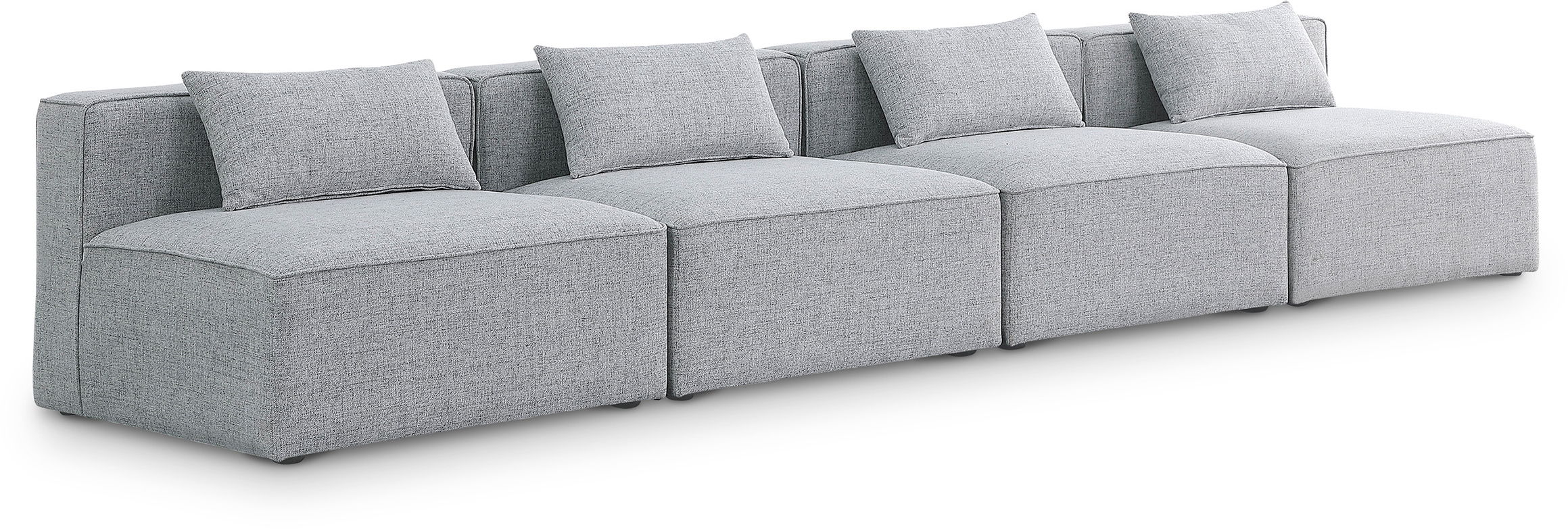 Cube - Linen Modular 4 Seat Armless Sofa - Gray
