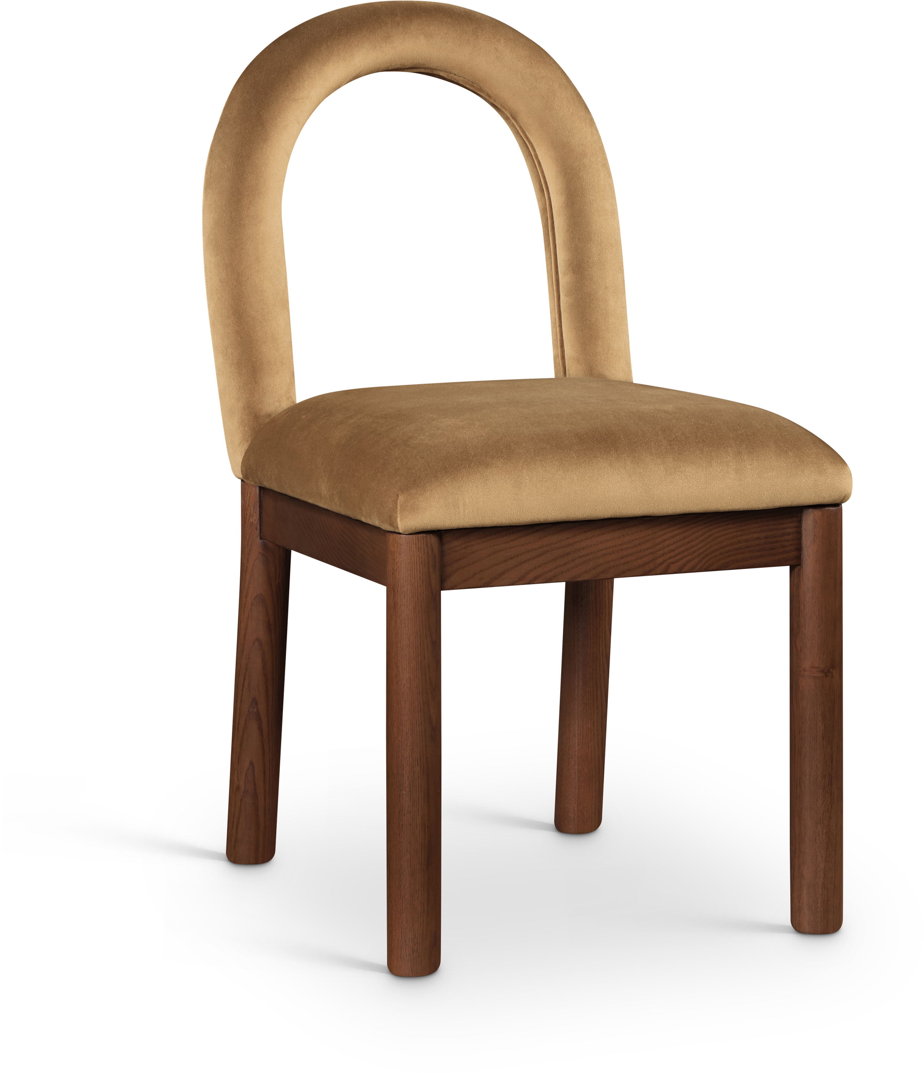 Conrad - Velvet Dining Chair With Brown Legs - Saddle