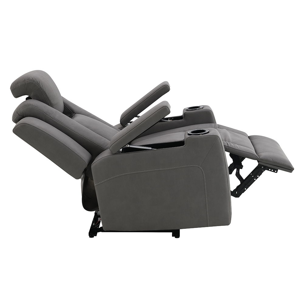 Leuco - Power Motion Recliner With Cup Holder, Control, LED & Power Headrest - Gray, dark gray, view 6