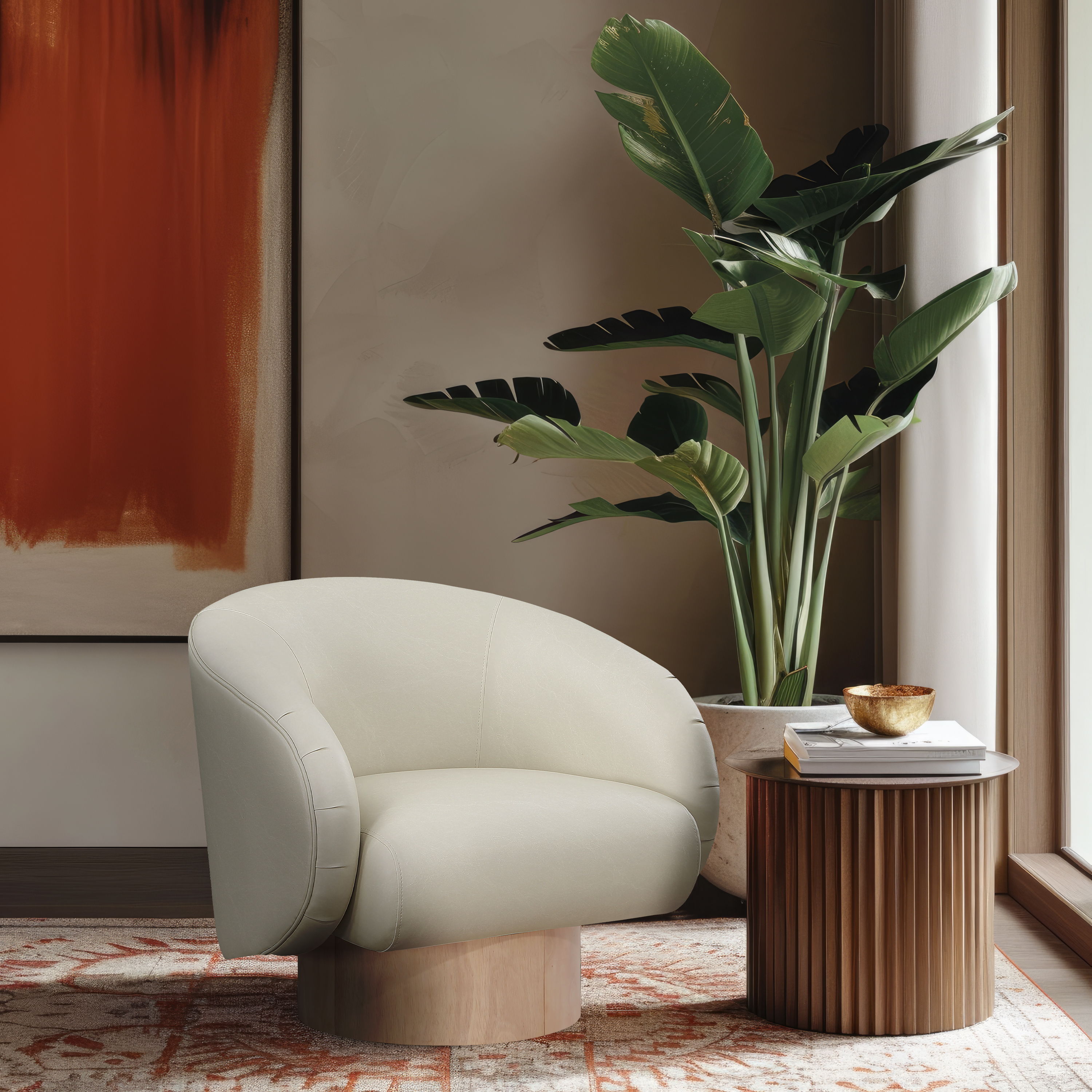 Gibson - Swivel Accent Chair - Cream