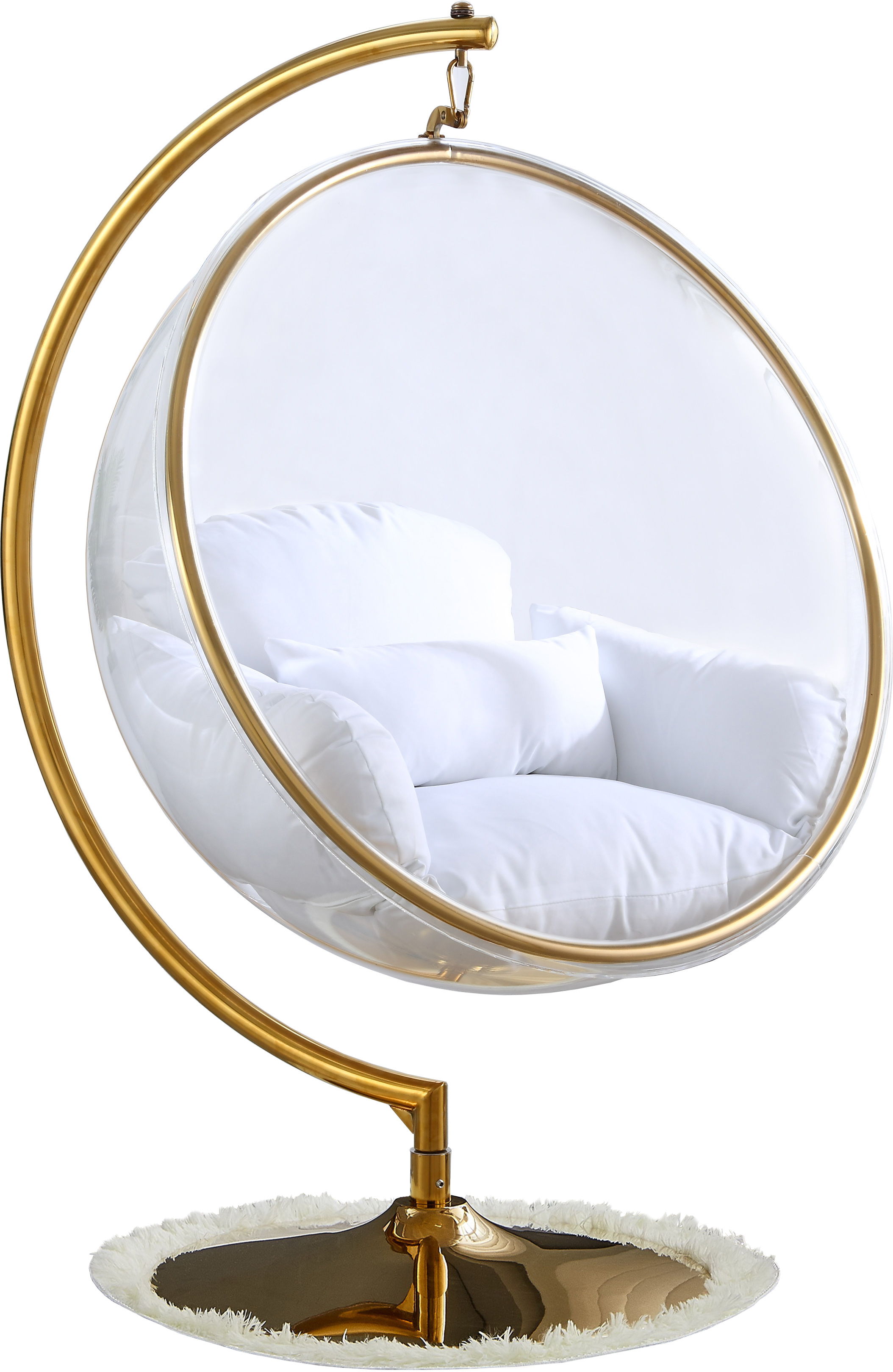 Luna - Fabric Swing Bubble Accent Chair - White