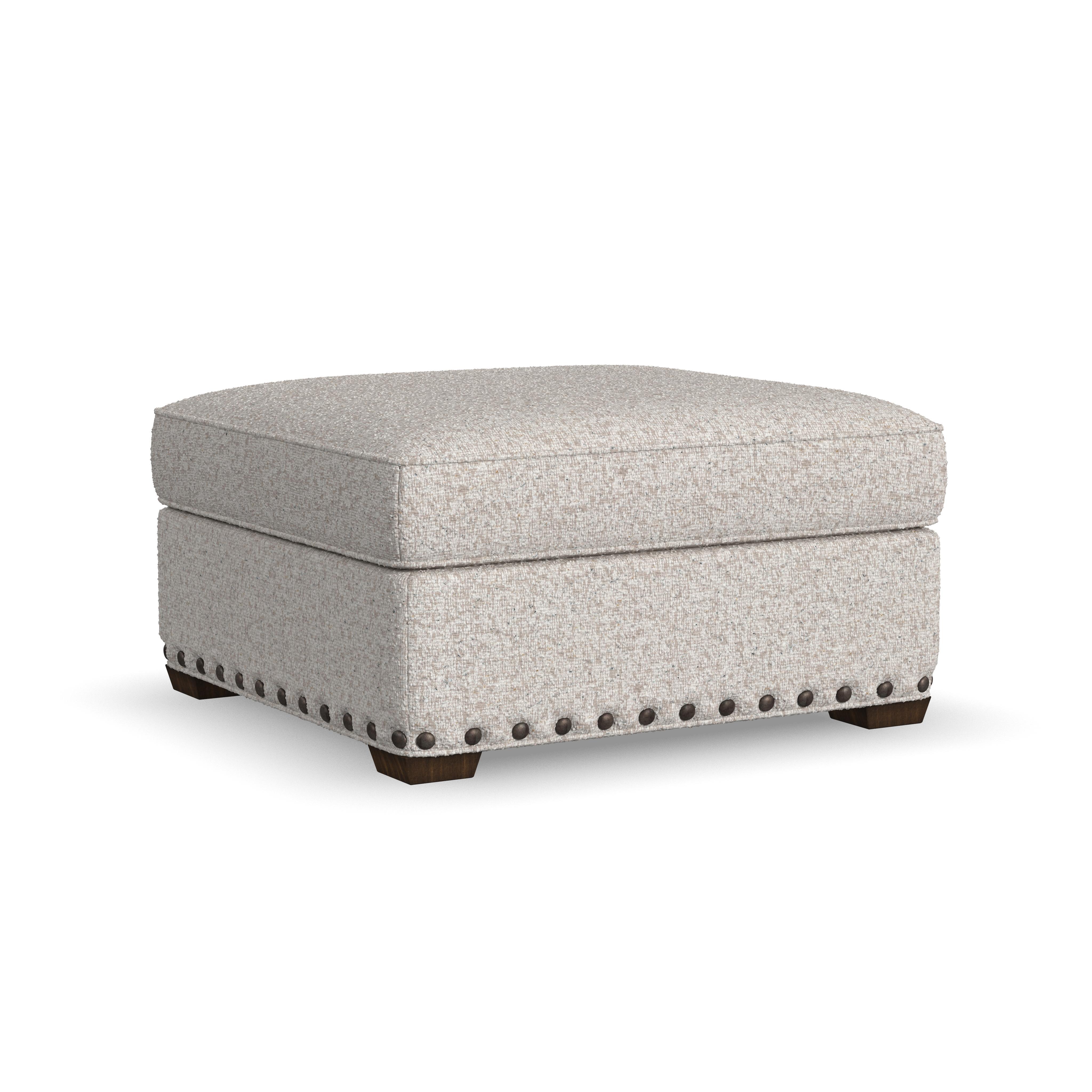 Milo - Fabric Cocktail Ottoman With Nailhead Trim, beige