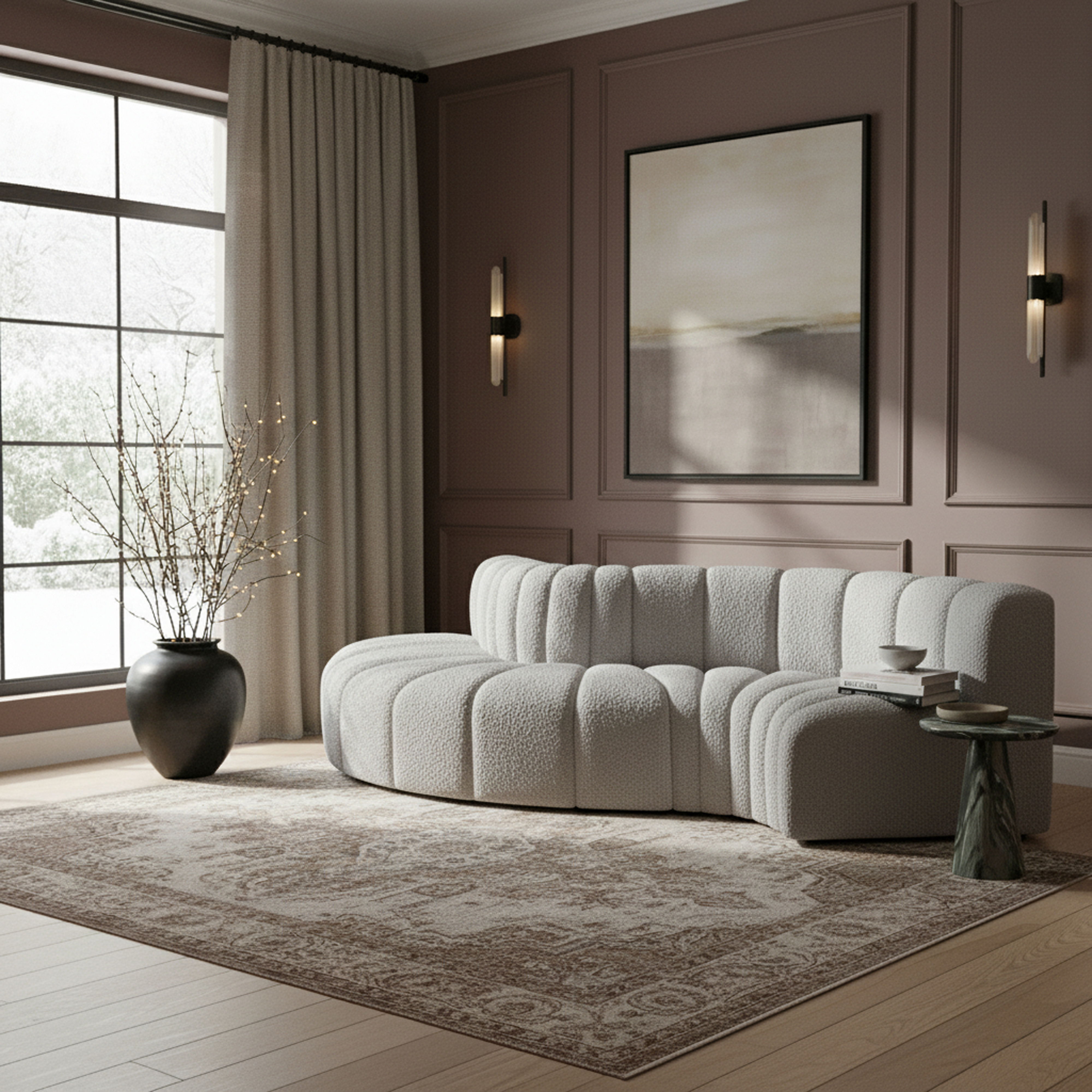 Arc - Boucle Fabric 5 Piece Modular Sofa - Gray