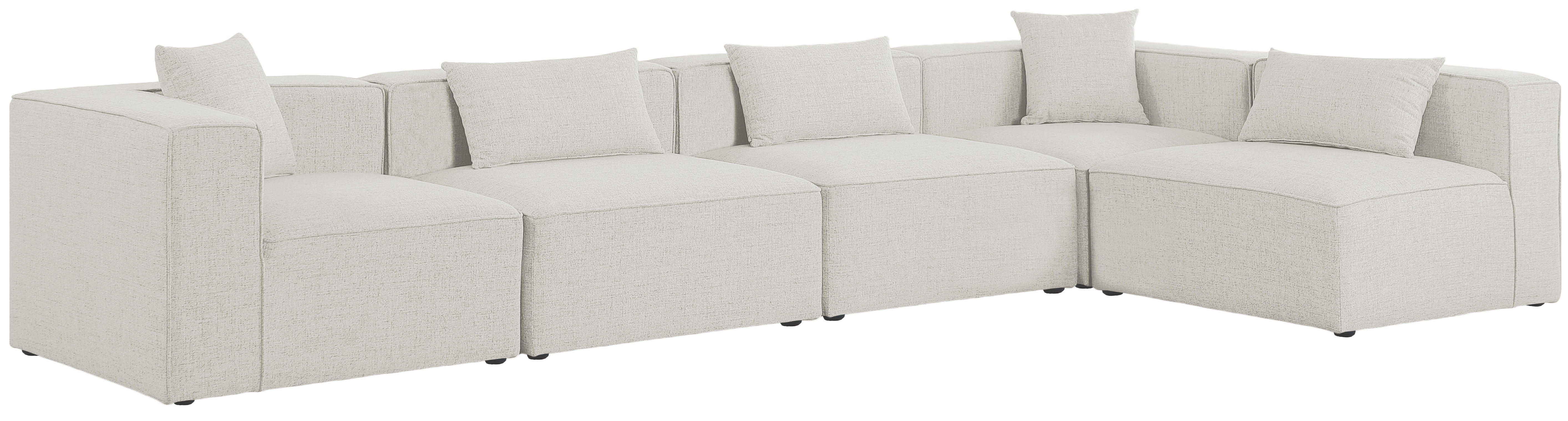 Cube - Linen 5 Piece Modular Sectional - Cream