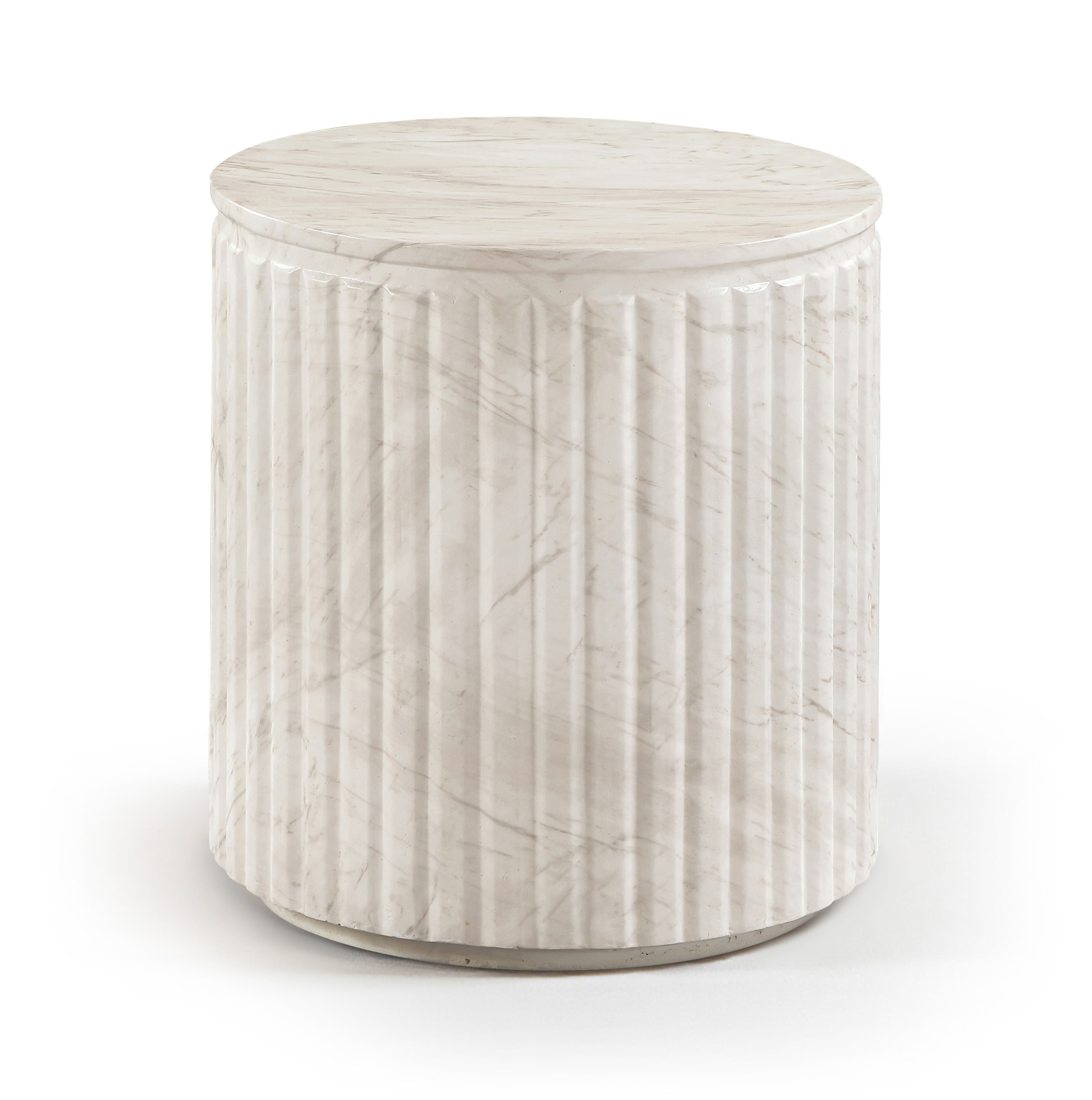 Catania - Concrete Indoor/Outdoor End Table - White