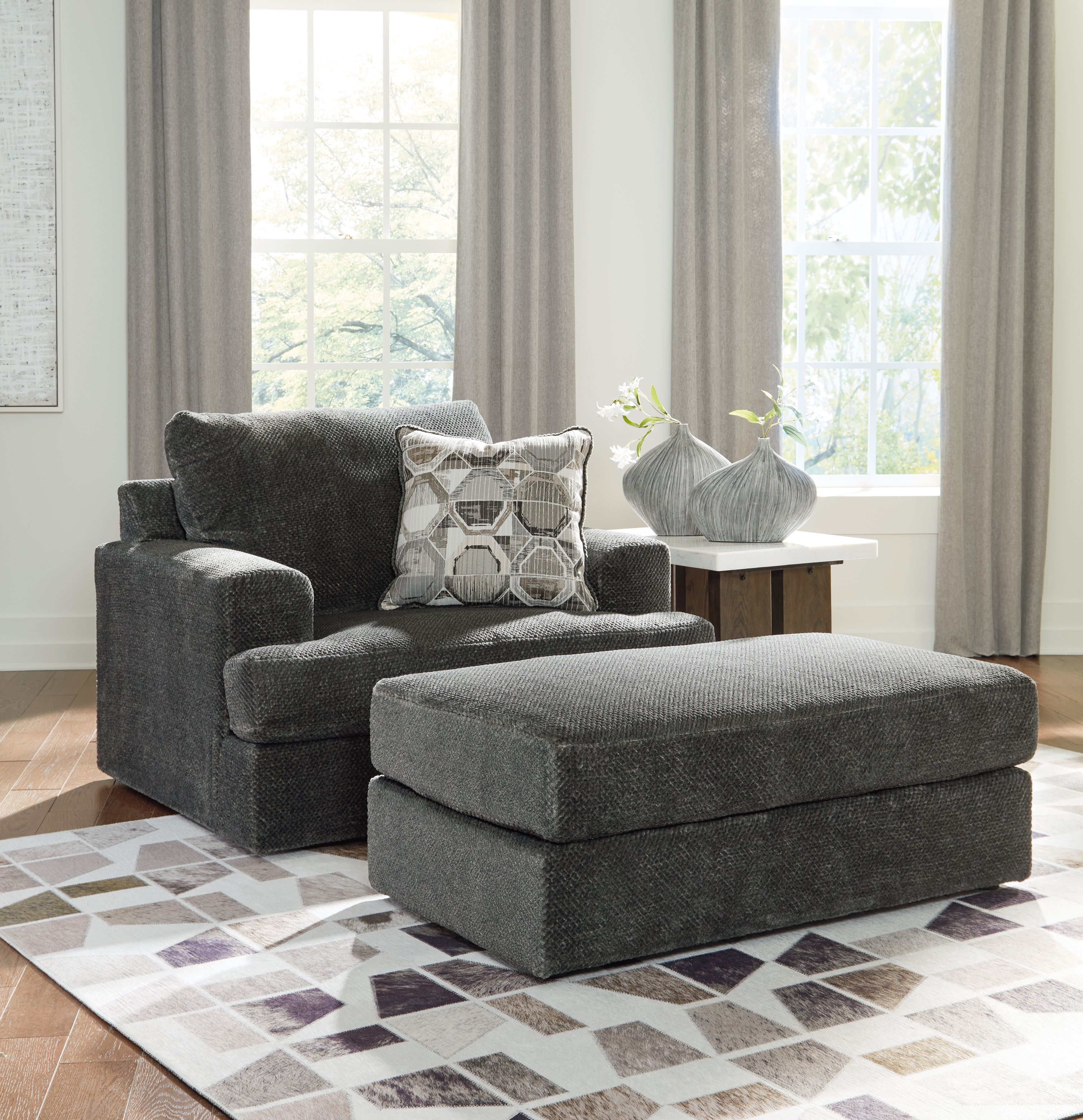 Ashley Karinne - Smoke - 2 Pc. - Chair And A Half, Ottoman