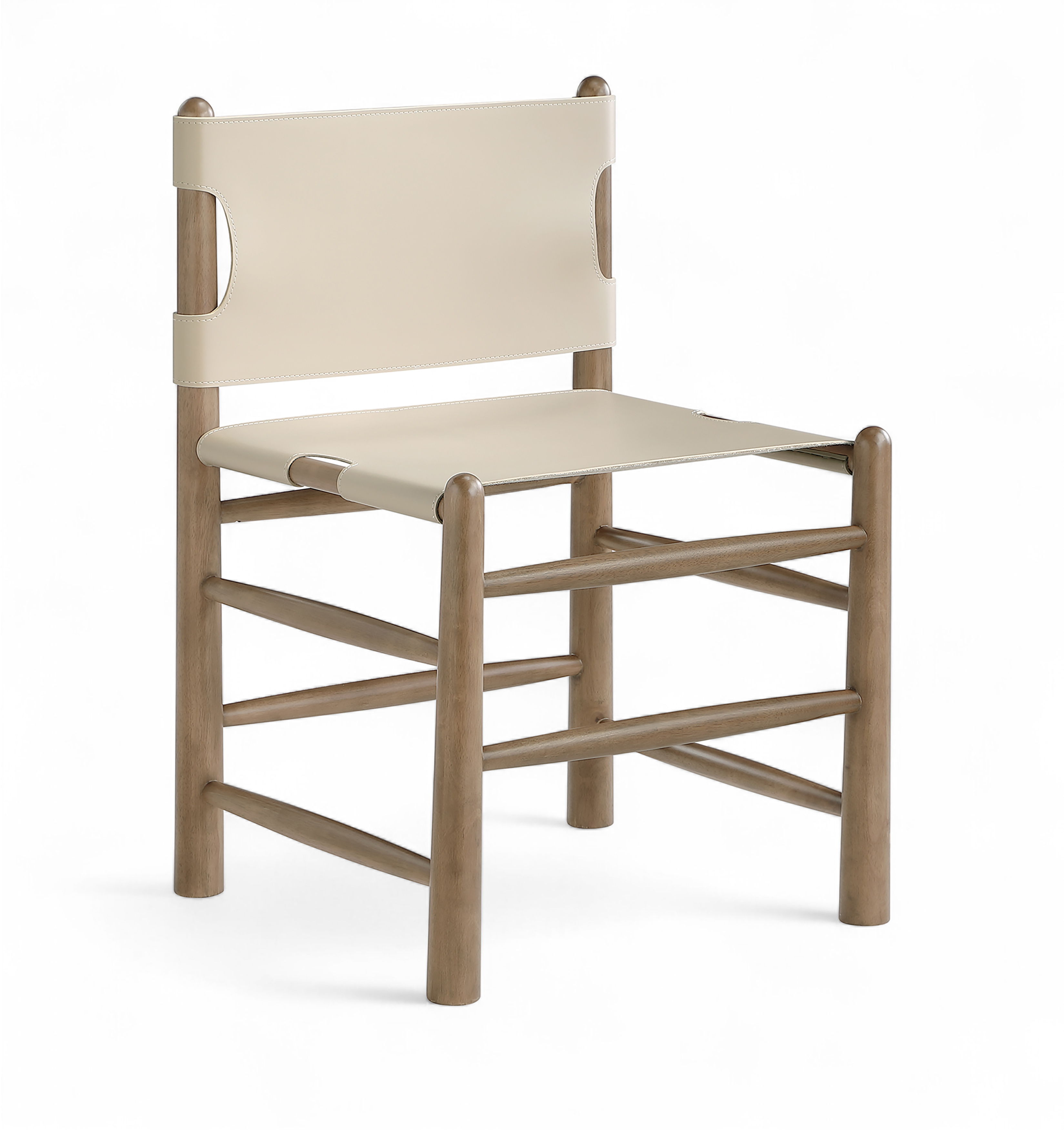 Santos - Vegan Leather Upholstered Dining Chair (Set of 2) - Beige / Stained Brown