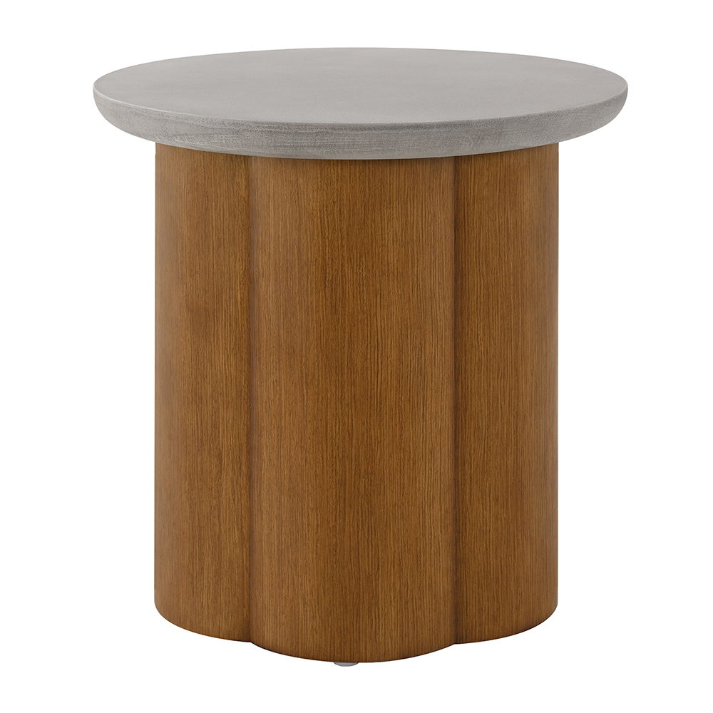 Evelyn - End Table - Faux Concrete Top & Walnut, light brown