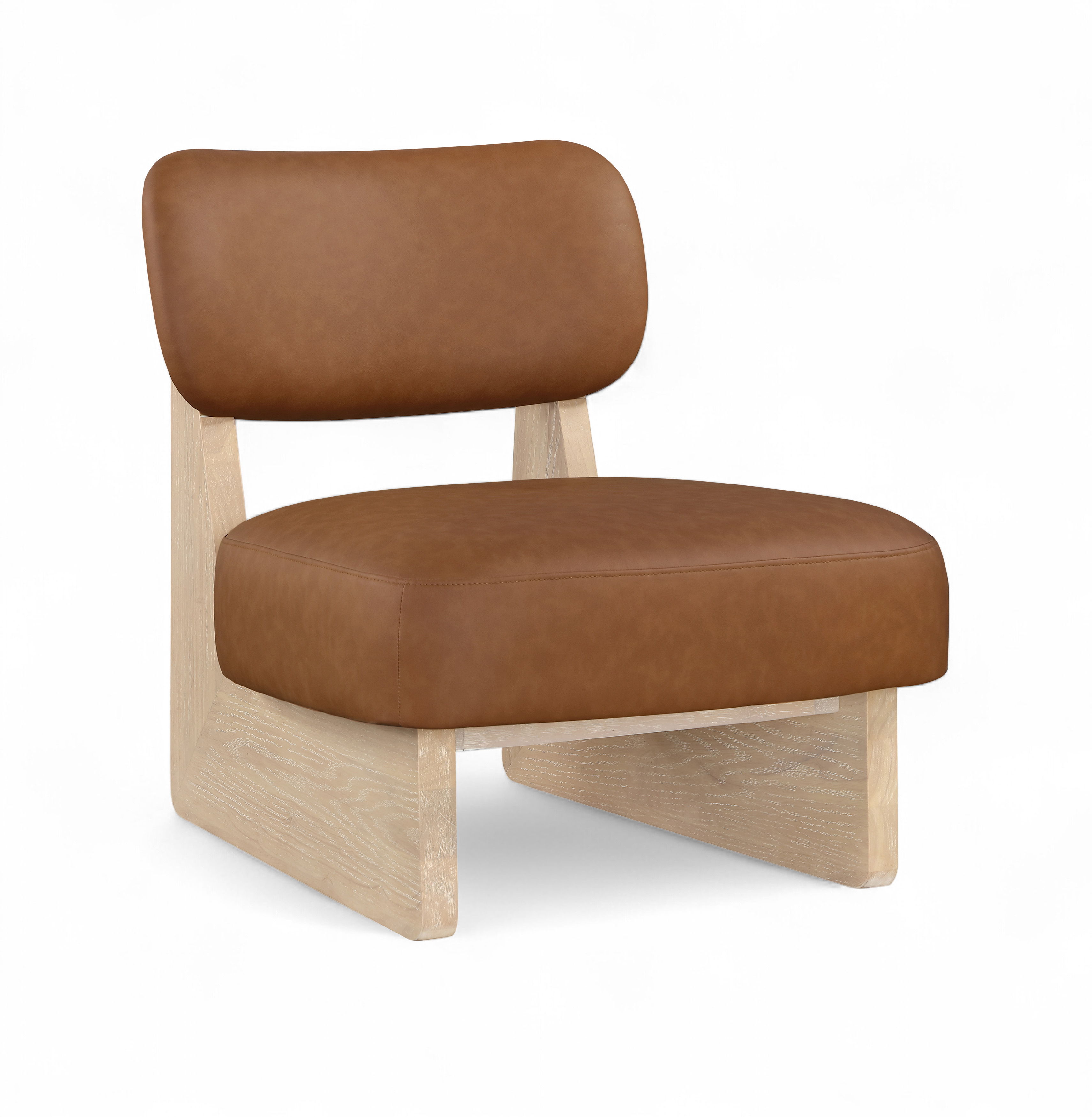 Vetra - Vegan Leather Upholstered Accent Chair - Cognac / Painted Natural