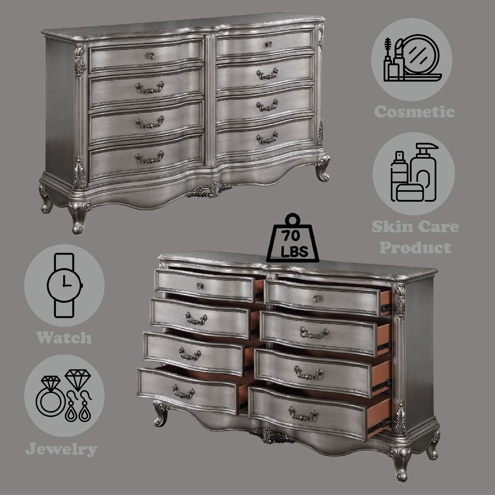 Ariadne - Dresser - Antique Platinum, silver, view 6