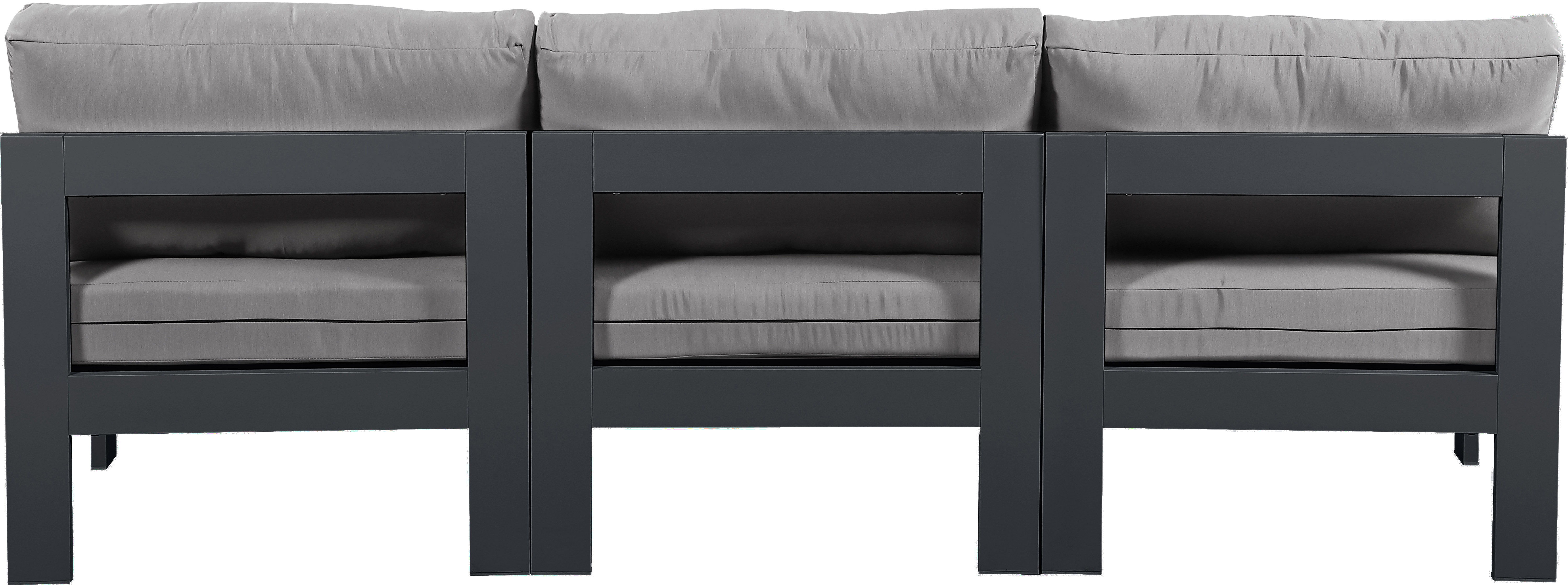 Nizuc - Outdoor Patio 3 Piece Armless Modular Sofa With Gray Frame - Gray