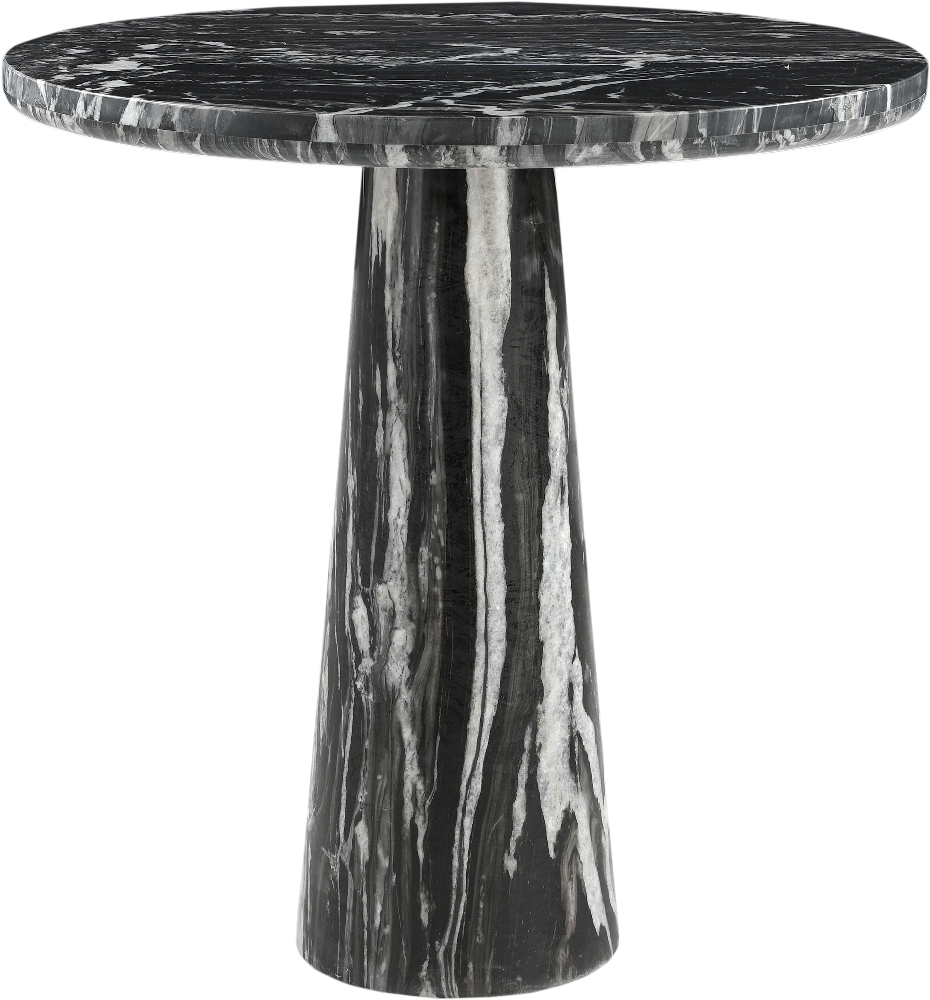 Fontelina - 30" Genuine Marble Bistro Dining Table - Black