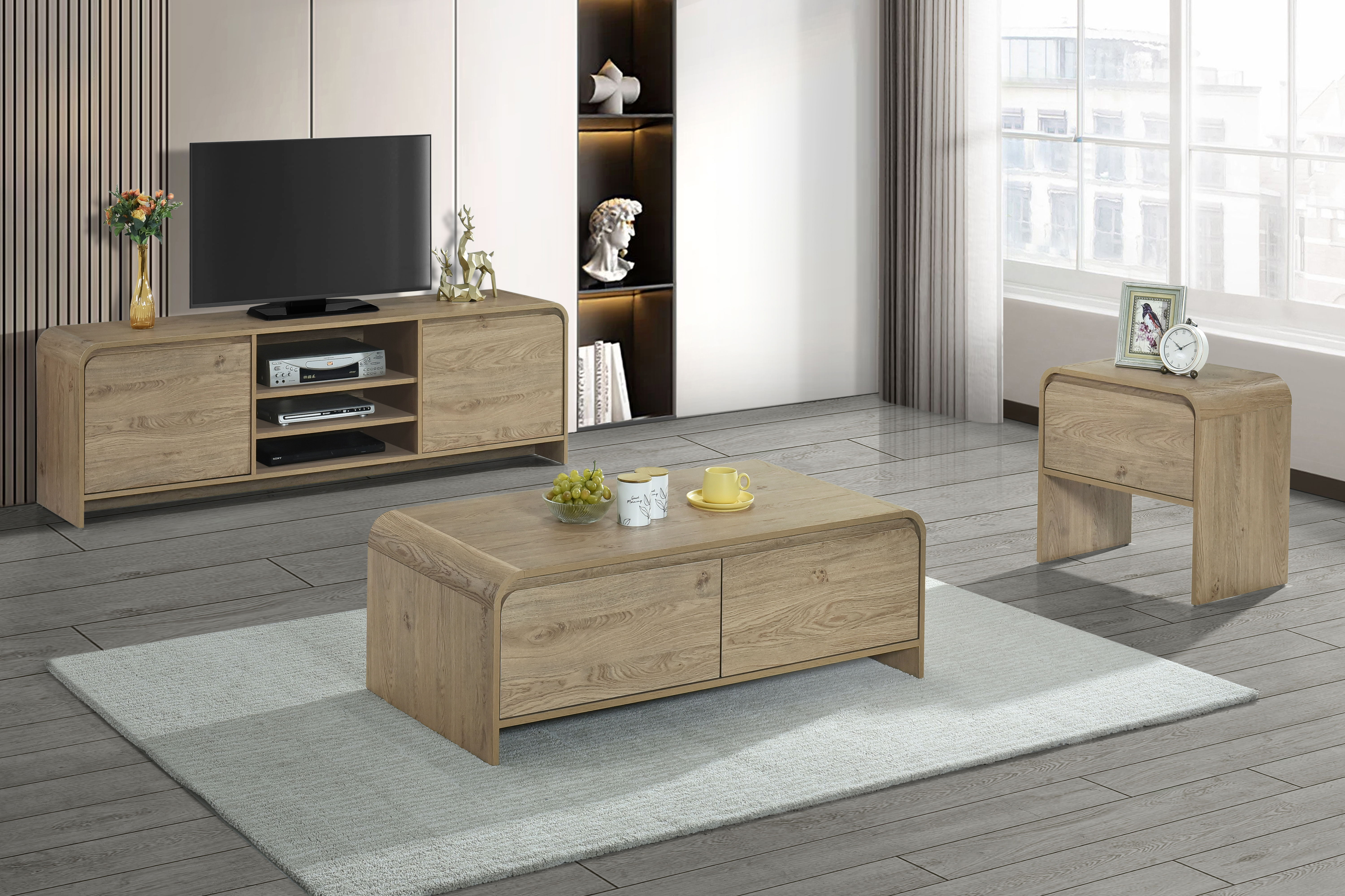 Mara - One Drawer End Table / Bedside Table - Natural, light brown, view 8