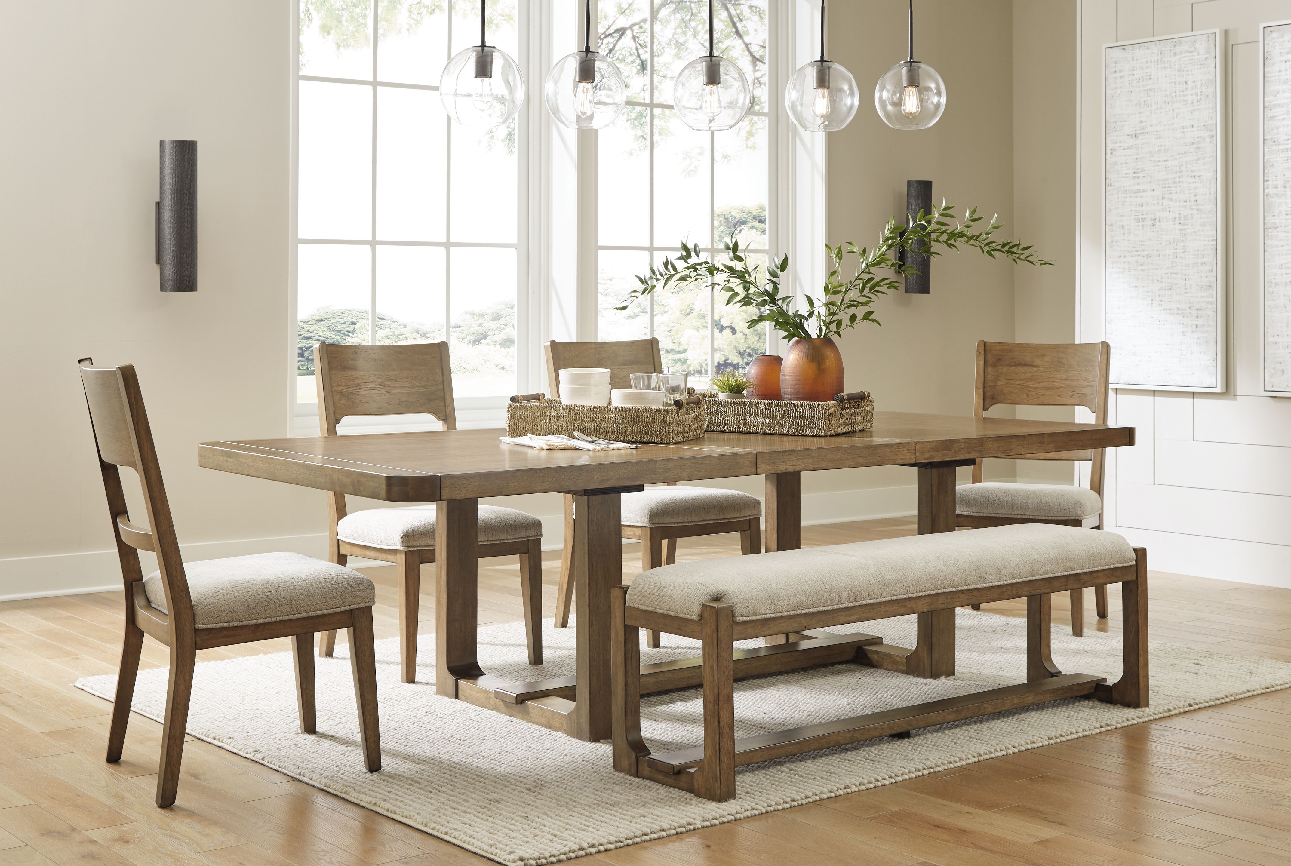 6 Pc · Dining Room Table, 4 Side Chairs, Bench